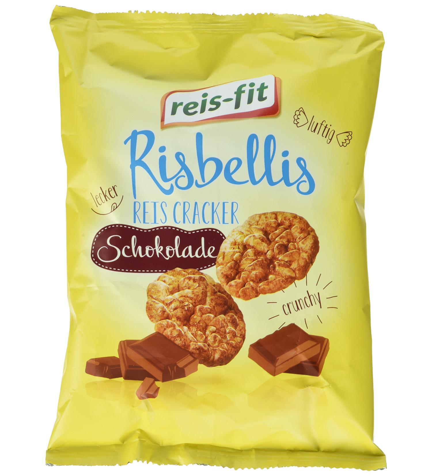 Reis-Fit Risbellis Chocolate Rice Crackers - Pack of 4 (4 x 40g) | Delicious & Gluten-Free Snack for International Shipping - Buy Online on SooperMarket.com
