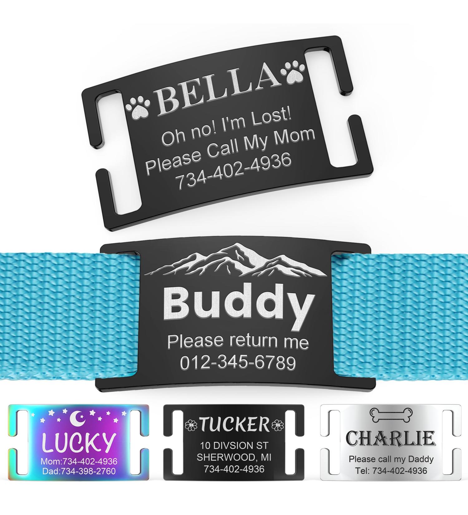 Yhananti Personalized Dog & Cat Tag - Engraved Stainless Steel ID Tag for Collars (L Black) - Custom Name Phone & Address - Buy Online on SooperMarket.com