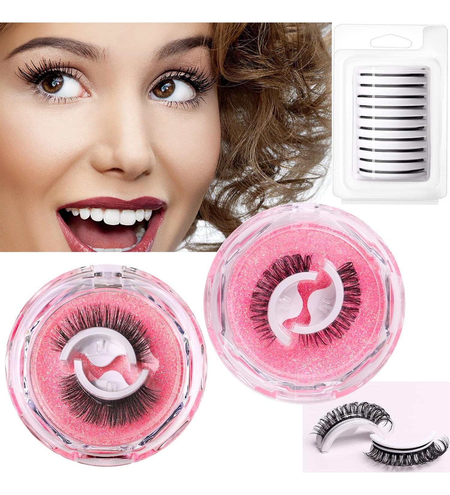 Reusable Self-Adhesive Eyelashes Wispy Fake Eyelashes Natural Look Fluffy Curling Long Eyelashes No Glue/Eyeliner/Magnet Needed Waterproof and Easy to Put on - Buy Online on SooperMarket.com