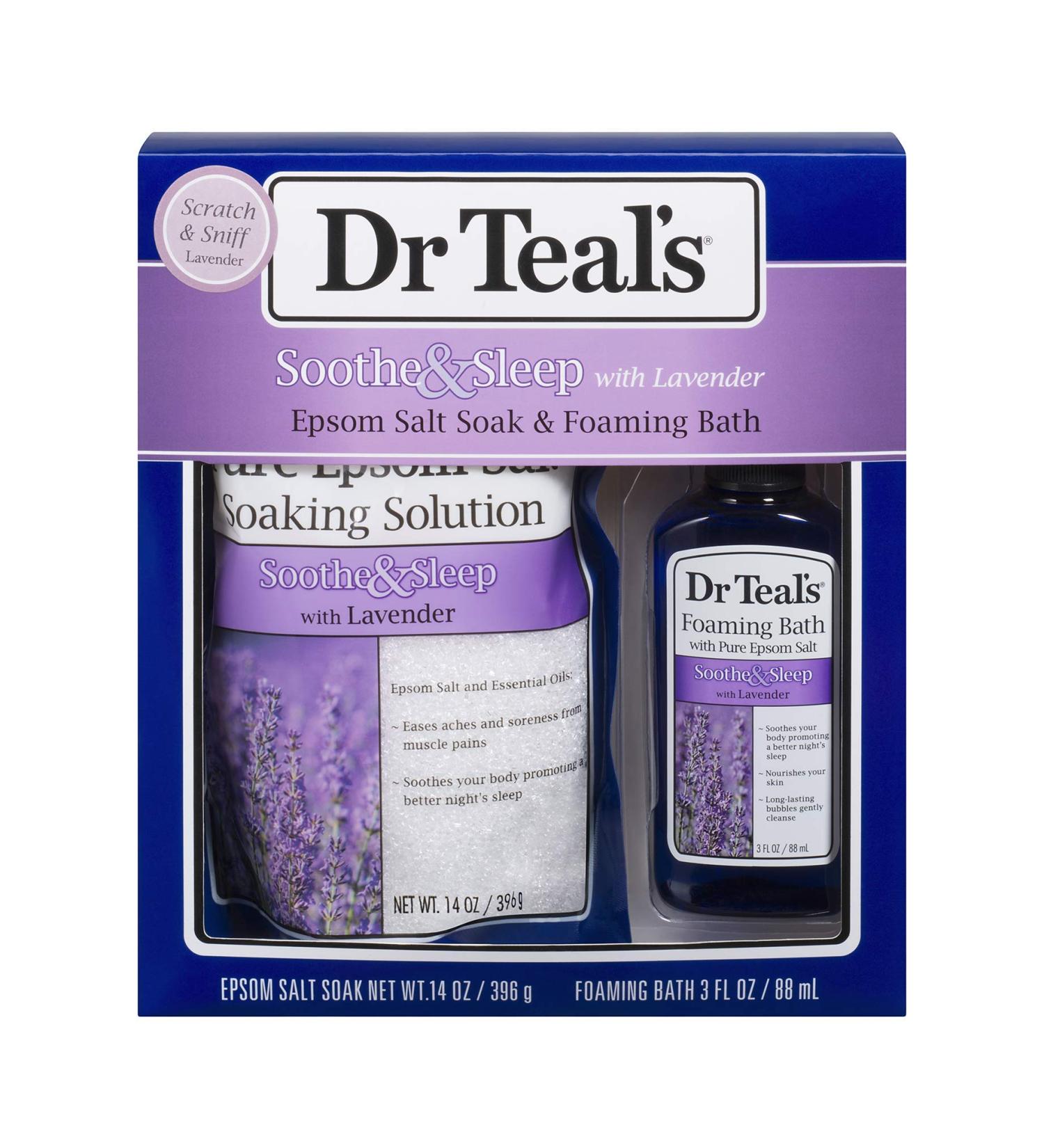 Dr Teal's Lavender Epsom Salt & Foaming Bath Oil Gift Set 2022 - Relax and Sleep Peacefully! - Buy Online on SooperMarket.com