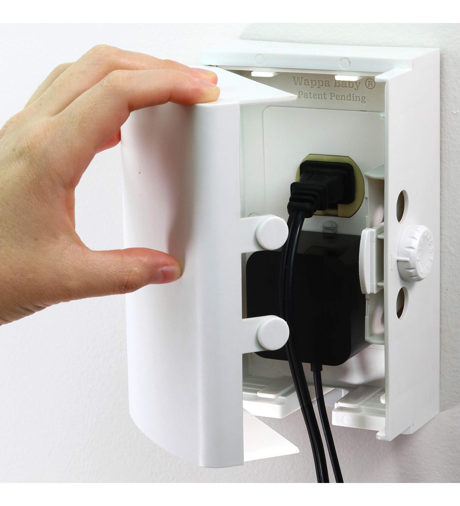 Baby Safety Outlet Cover Box - Double Lock for Toddler Proofing - Easy Operation - 3 Step Install - Extra Space for Plugs & Adapters - White (1 Count) - Buy Online on SooperMarket.com