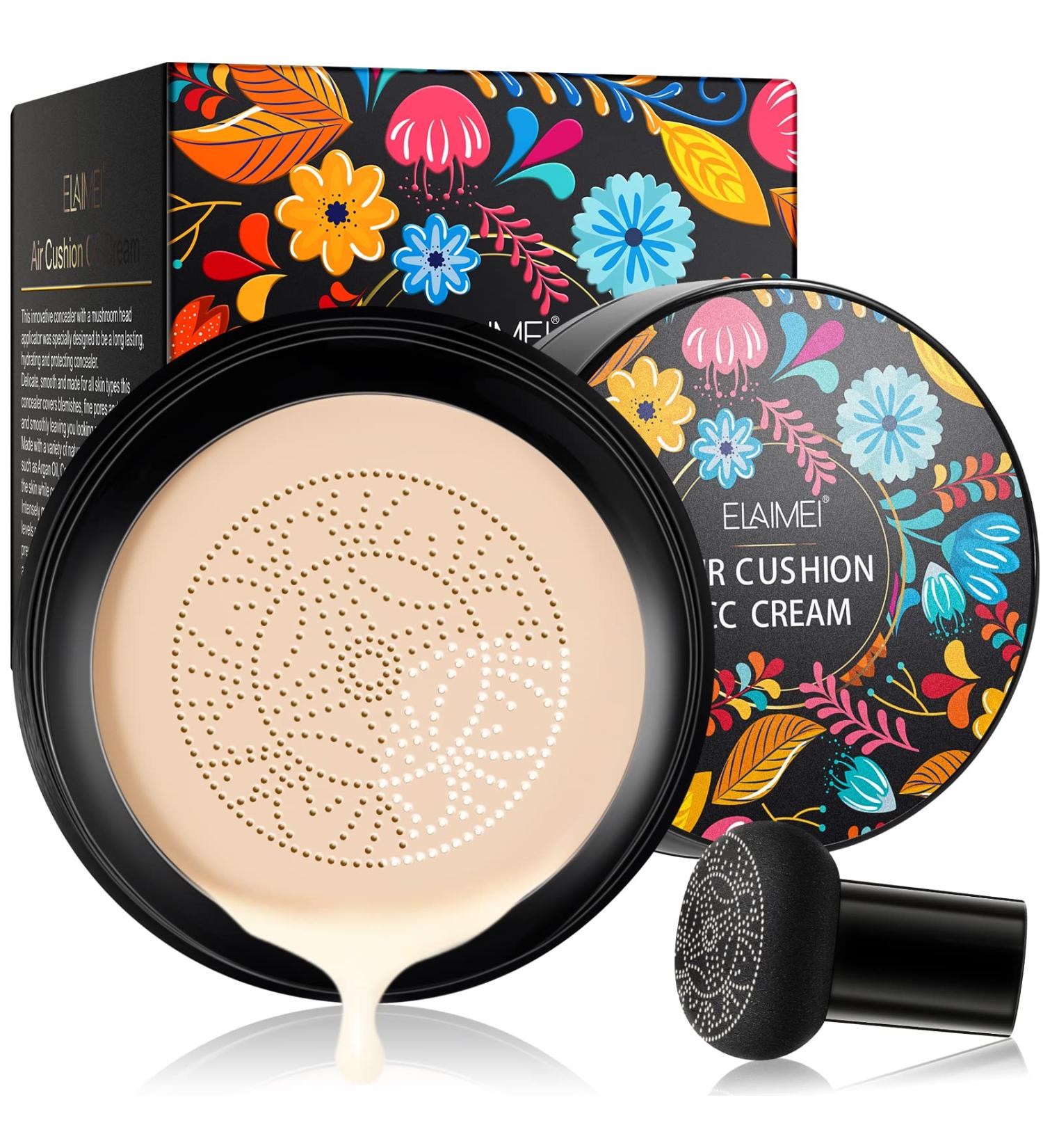 CC Cream Foundation & BB Cream - Long-Lasting Liquid Foundation & Concealer | Mushroom Air Cushion for Even Skin Tone (Ivory) - Perfect for All Skin Types - Buy Online on SooperMarket.com