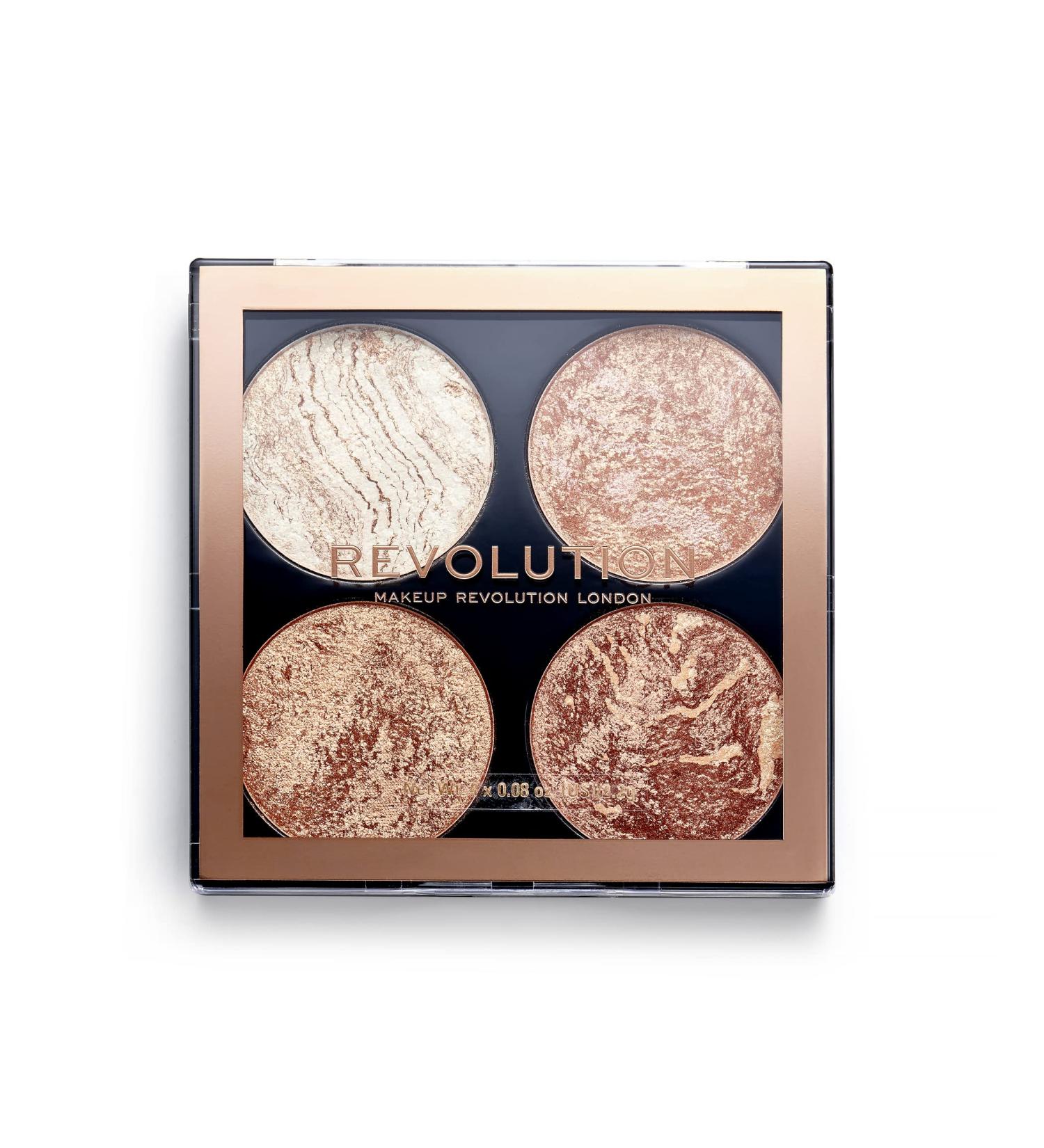 Makeup Revolution Cheek Kit - Sunkissed Glow Bronzer & Highlighter Powder Palette 0.32 Oz - Vegan & Cruelty-Free - Buy Online on SooperMarket.com