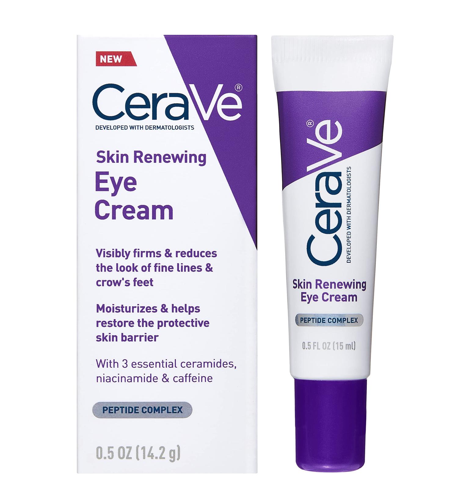CeraVe Eye Cream for Wrinkles with Caffeine, Peptides & Hyaluronic Acid - 0.5 oz | Fragrance-Free & Ophthalmologist Tested - Buy Online on SooperMarket.com