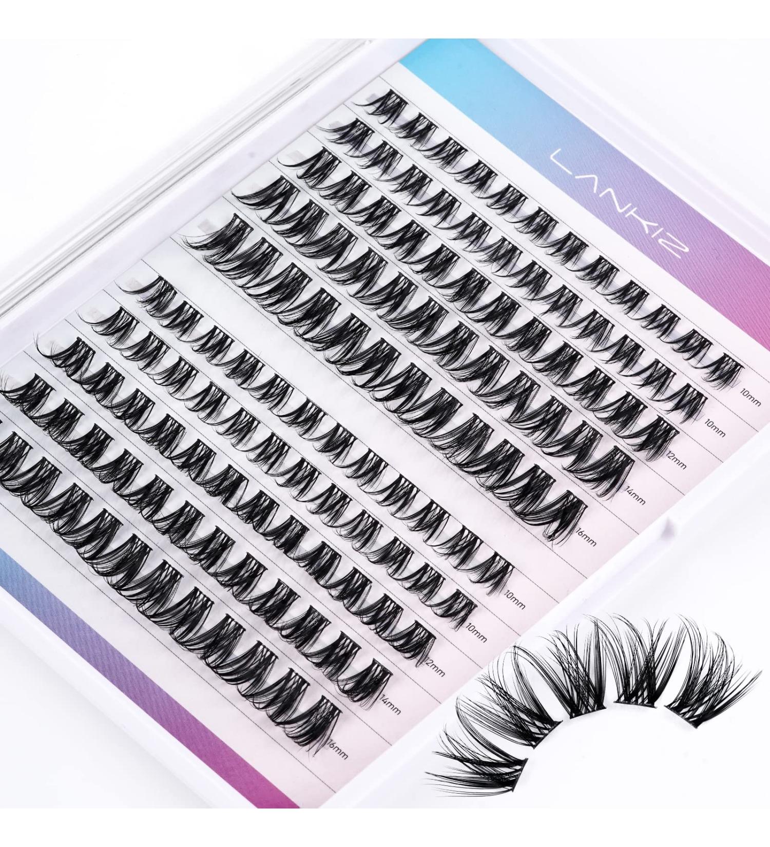 LANKIZ DIY Wispy Lash Clusters Individual Extensions 120 Clusters C+ D Mix Curl - Soft Lightweight 10-16mm Wide Band Mix Style Cluster Lashes | Home Use - Buy Online on SooperMarket.com
