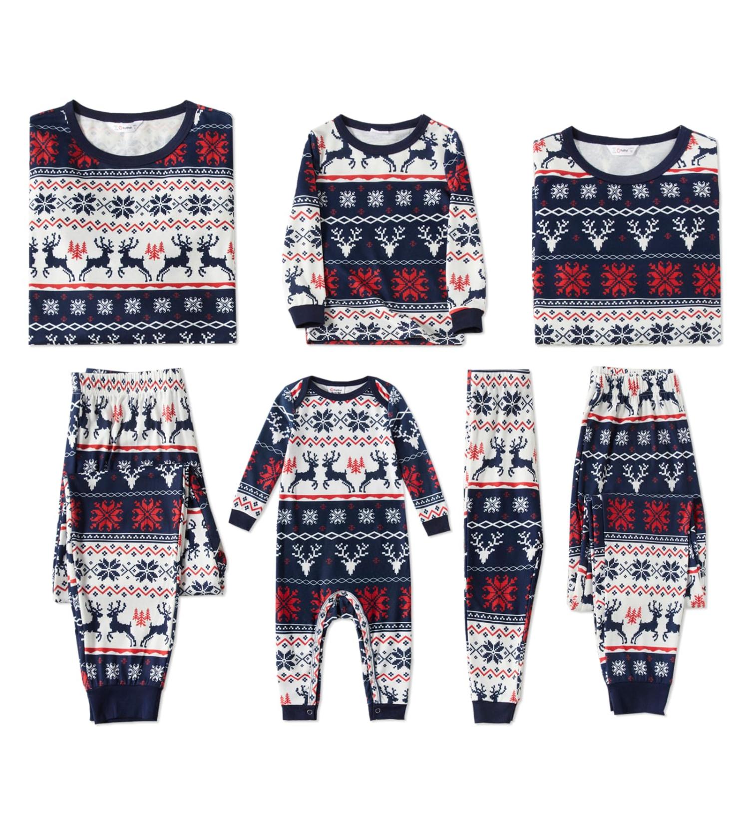 PatPat Reindeer & Snowflake Christmas Family PJs Set - Royal Blue - Buy Online on SooperMarket.com