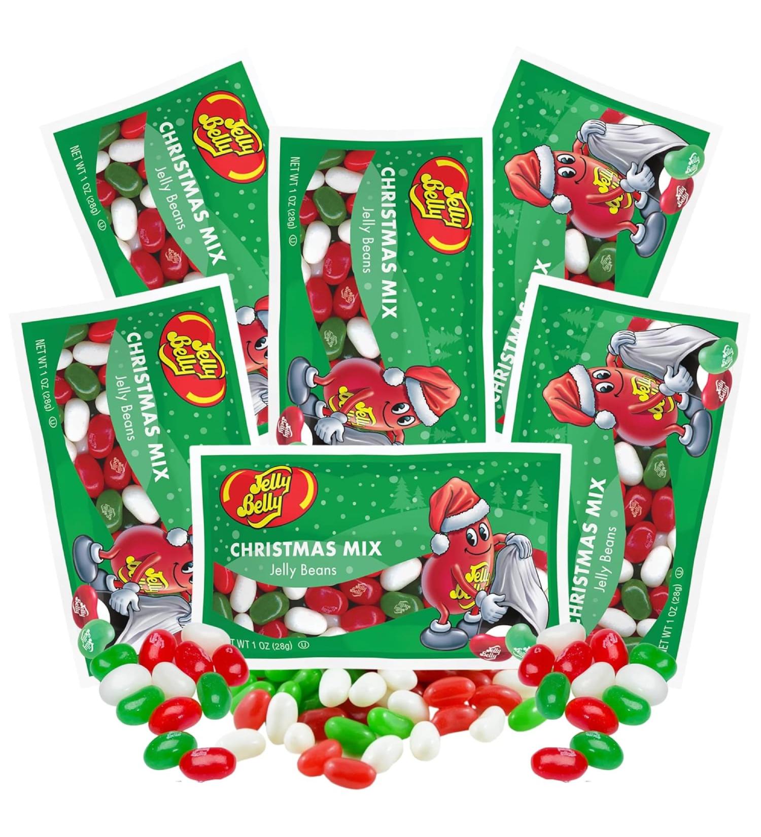 Jelly Belly Christmas Mix Jelly Bean 28g Bag (Pack of 6) - Mini Bags Featuring a Festive 3-Flavor Mix of Very Cherry Green Apple and Coconut Perfect for Stocking Stuffers Holiday Party Favors Gifting and On-the-Go Holiday Treats - Buy Online on SooperMarket.com