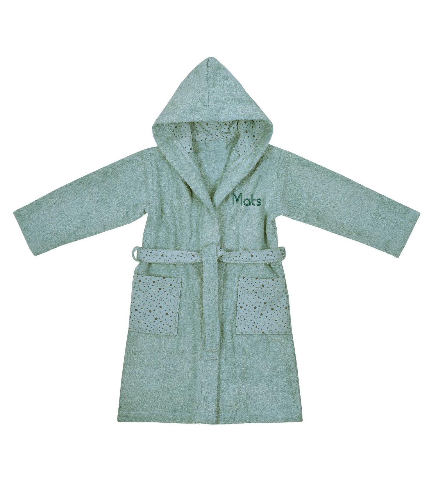 Wolimbo Children's Bathrobe - Custom Embroidered 100% Cotton Baby Bathrobe 98-104 Mint Stars for International Shipping - Buy Online on SooperMarket.com