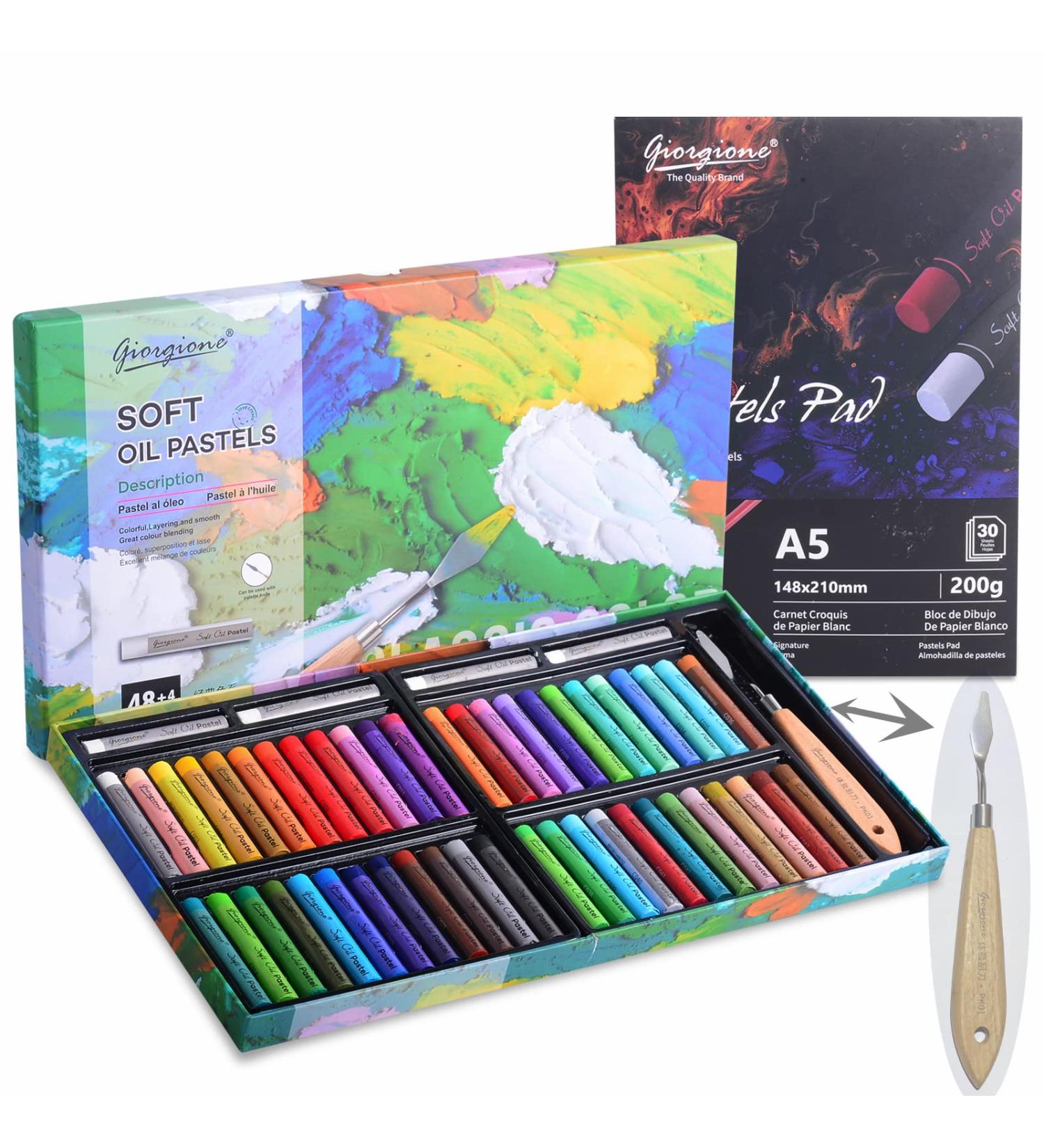 YNTCHENG Soft Oil Pastels Set - 52 Colors for Kids and Artists | Professional Pastels Art Supplies with Pad and Scraper - Buy Online on SooperMarket.com