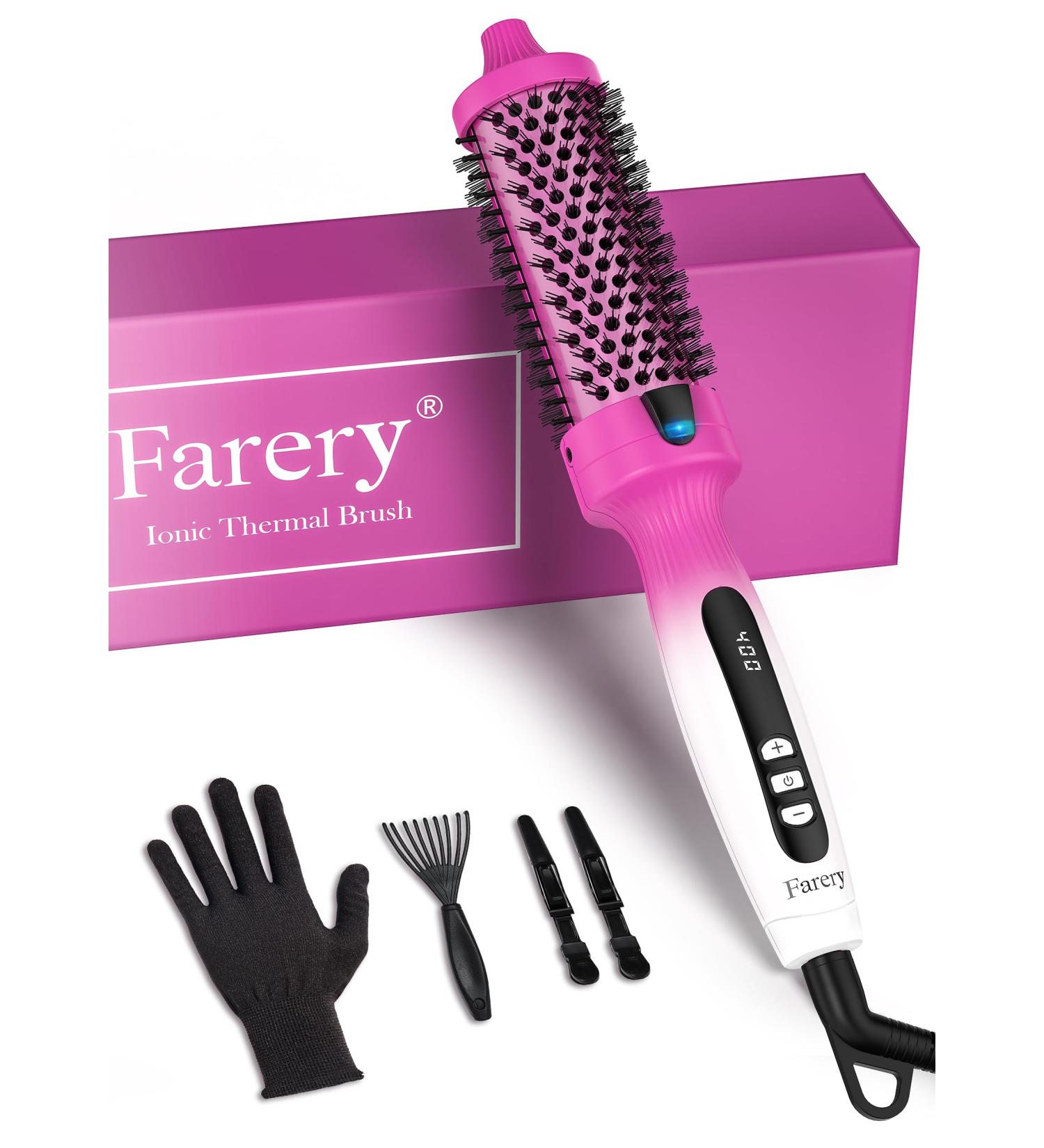 1.5-Inch Thermal Brush - Ionic Heated Round Brush for Quick Blowouts Volumizing & Curls | Dual MCH Heating Digital Display 9 Temperatures Dual Voltage - Buy Online on SooperMarket.com