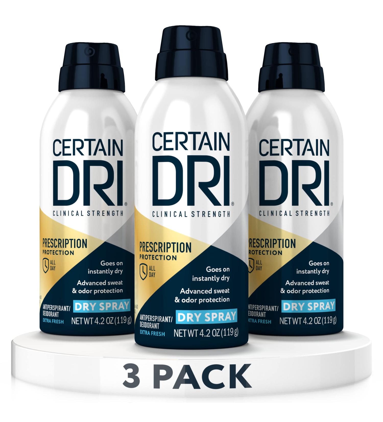 Certain Dri Clinical Antiperspirant Deodorant Dry Spray 4.2 oz 3 Pack - Fast Acting Protection for Men and Women - Buy Online on SooperMarket.com
