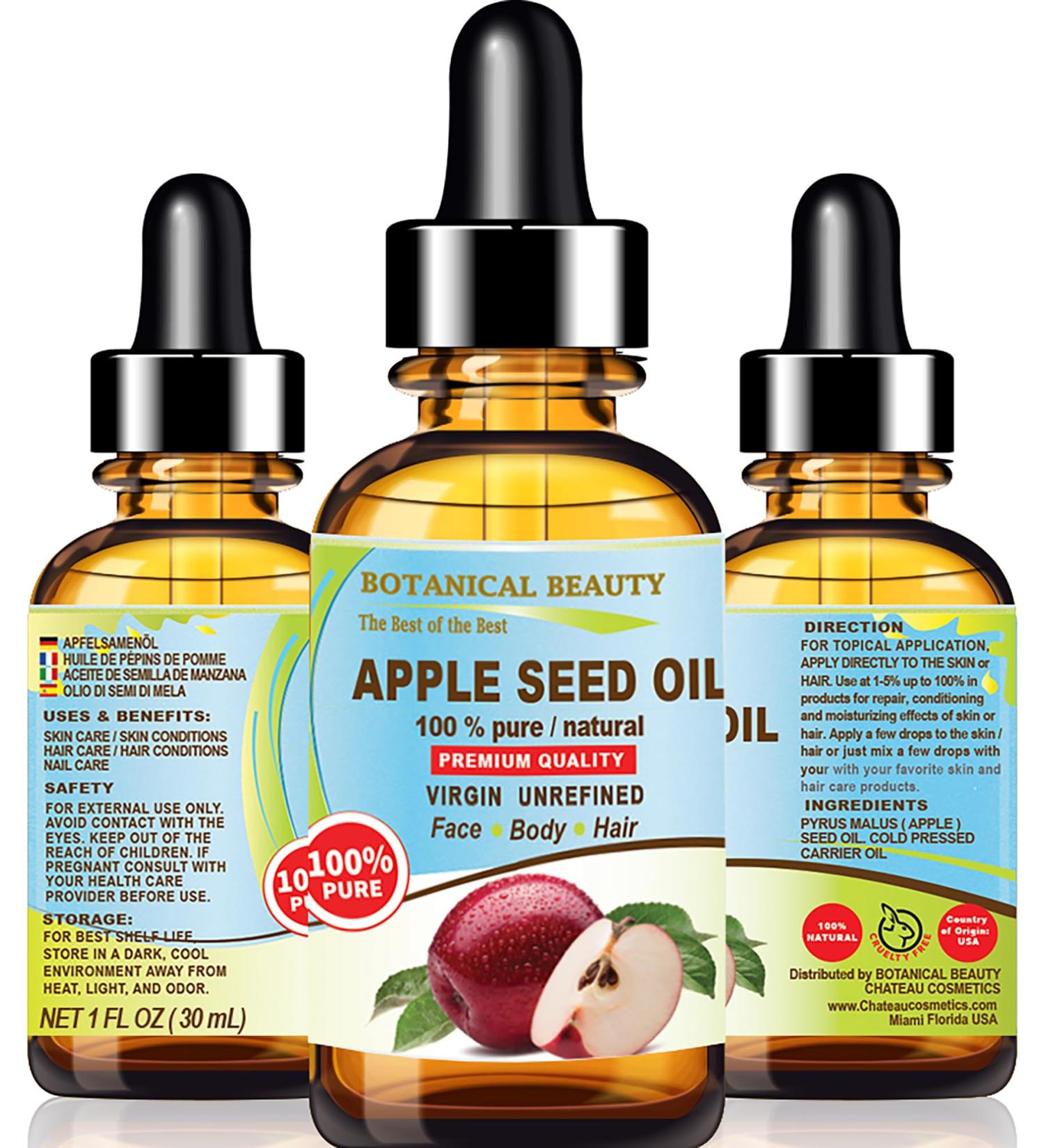 Botanical Beauty Apple Seed Oil 100% Pure Virgin - Unrefined Cold-Pressed Carrier Oil for Face Body Hair & Nails - Moisturizer for Dry Skin - 1 Fl. Oz (30 ml - Buy Online on SooperMarket.com