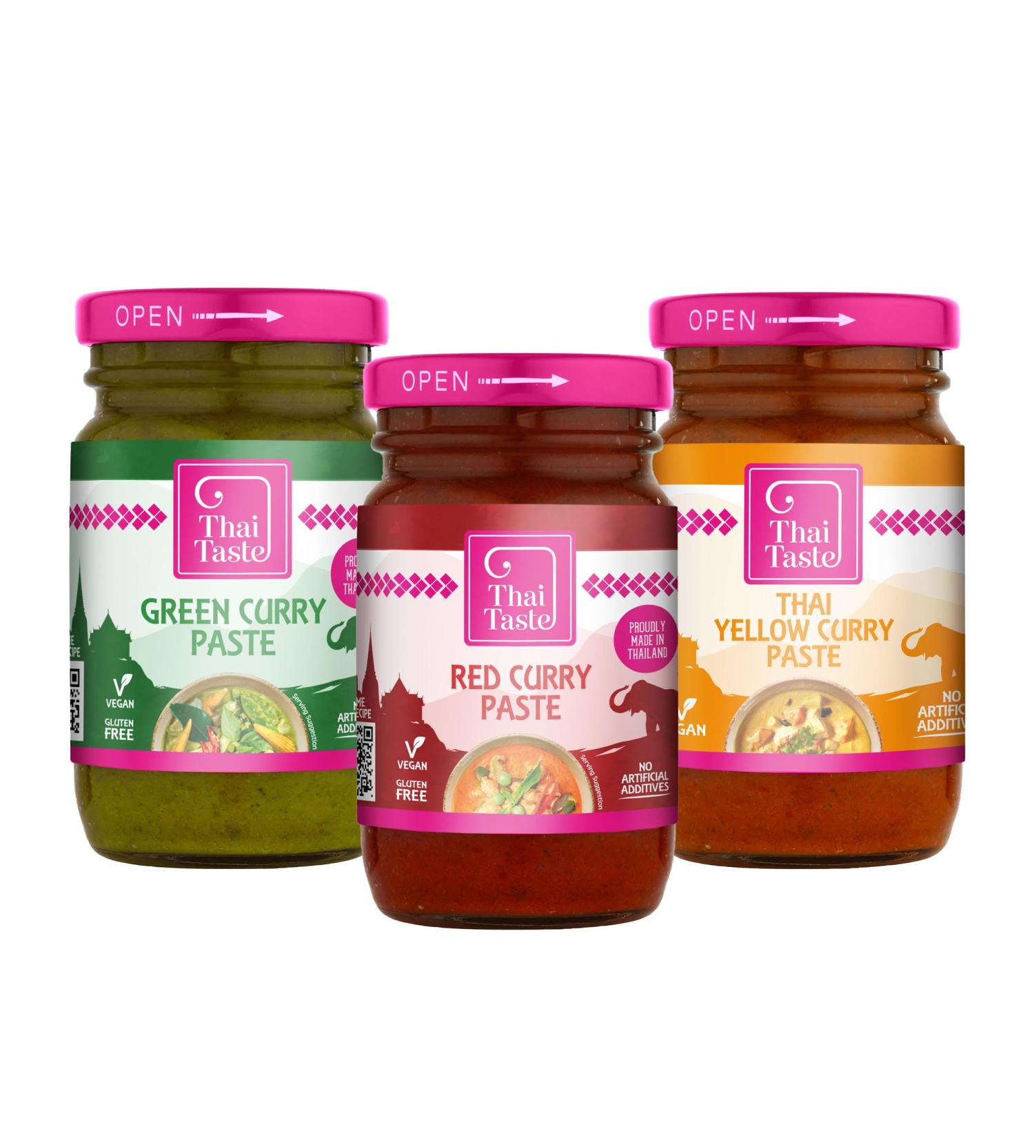 Thai Taste Curry Paste Bundle 114g - Red Green & Yellow - Buy Online on SooperMarket.com