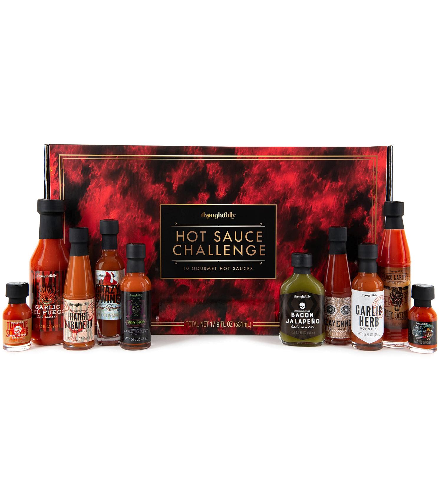Thoughtfully Gifts Hot Sauce Challenge Gift Set - Pack of 10 Spicy Hot Sauces for a Fun Hot Sauce Challenge! - Buy Online on SooperMarket.com
