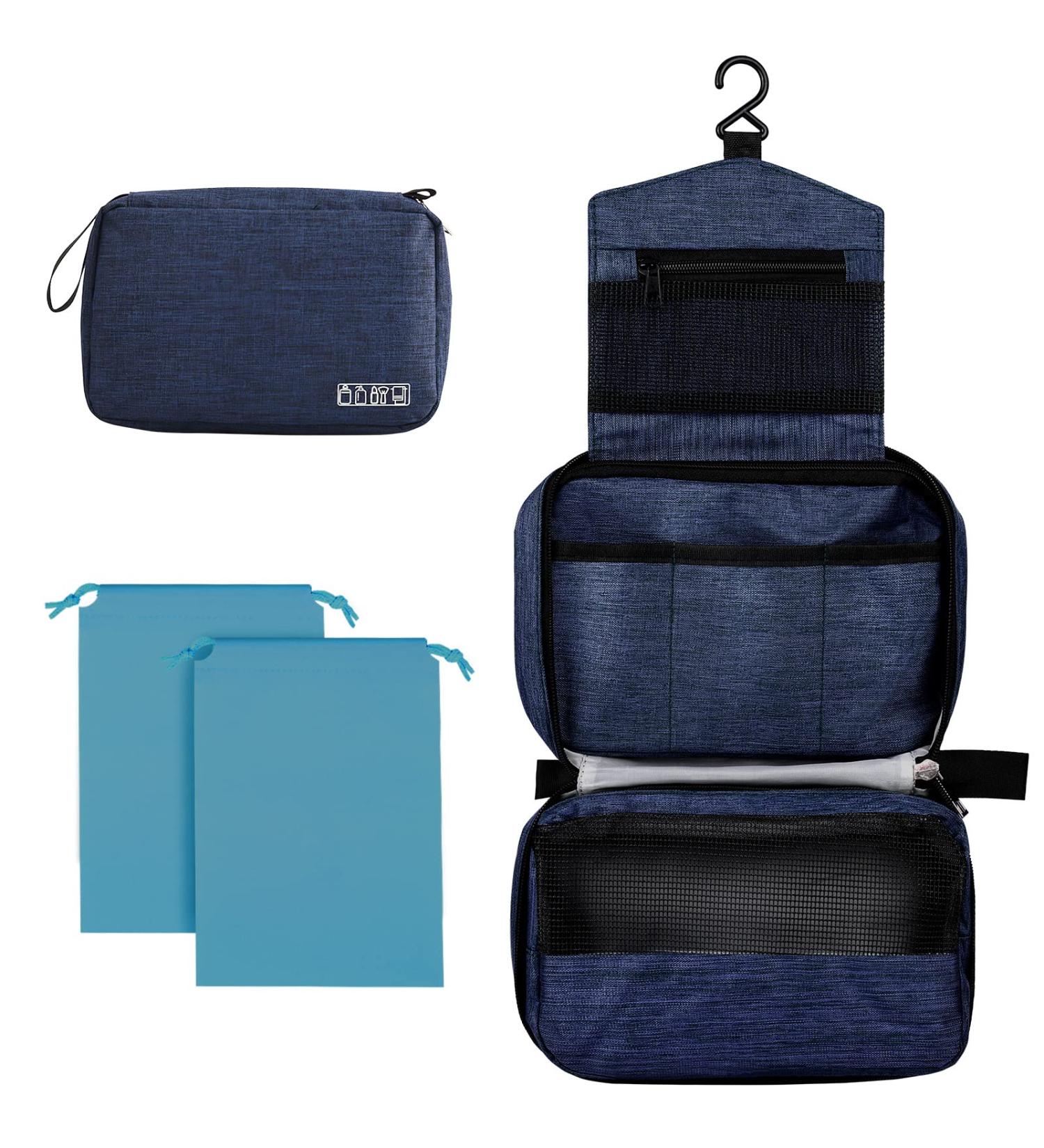 Cooja Hanging Toiletry Travel Wash Bag with Hook & Handle - Dark Blue Set - Buy Online on SooperMarket.com