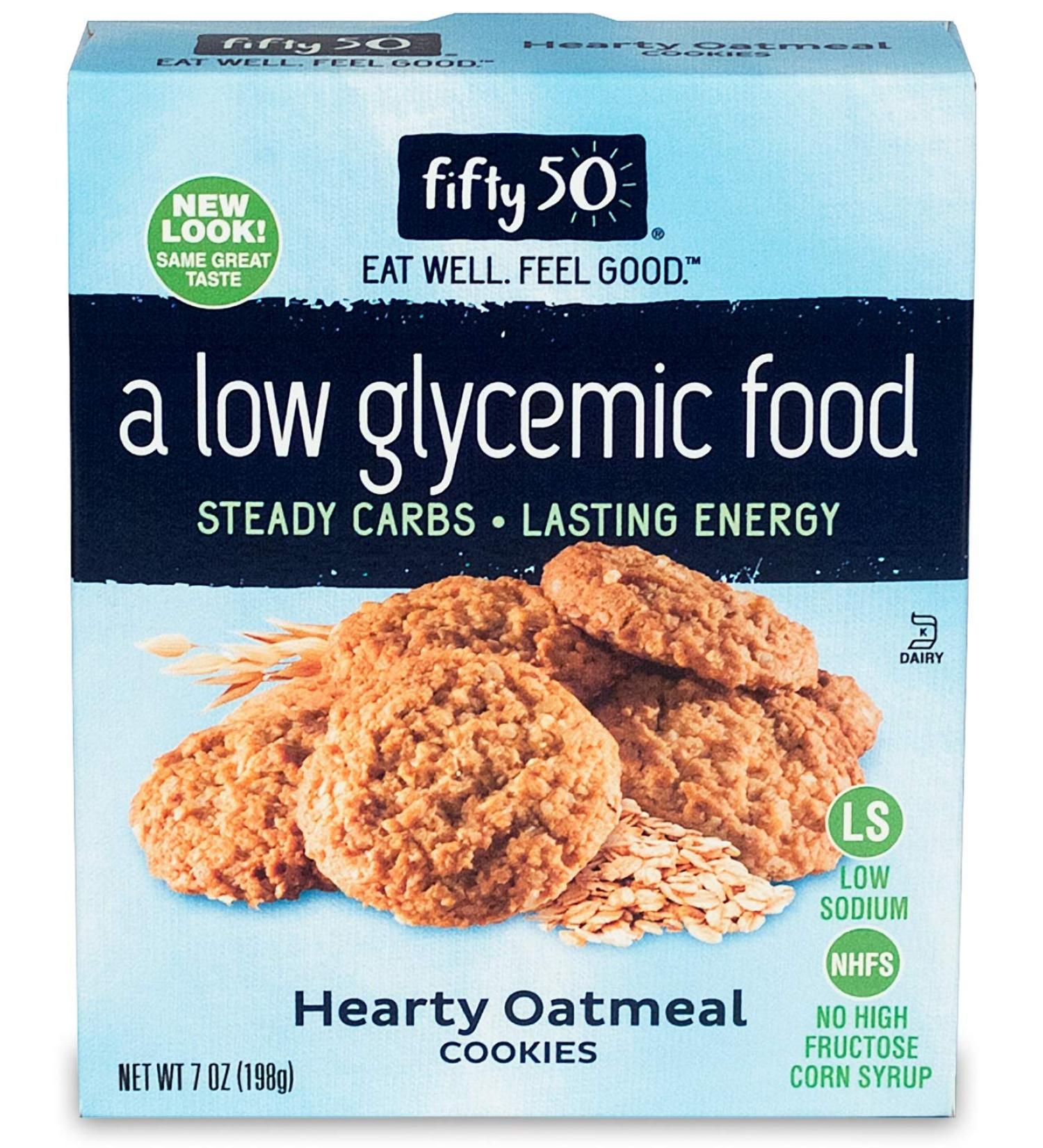 Fifty 50 Low Glycemic Hearty Oatmeal Cookies - 7 oz (198 g) | Healthy Snack - Buy Online on SooperMarket.com