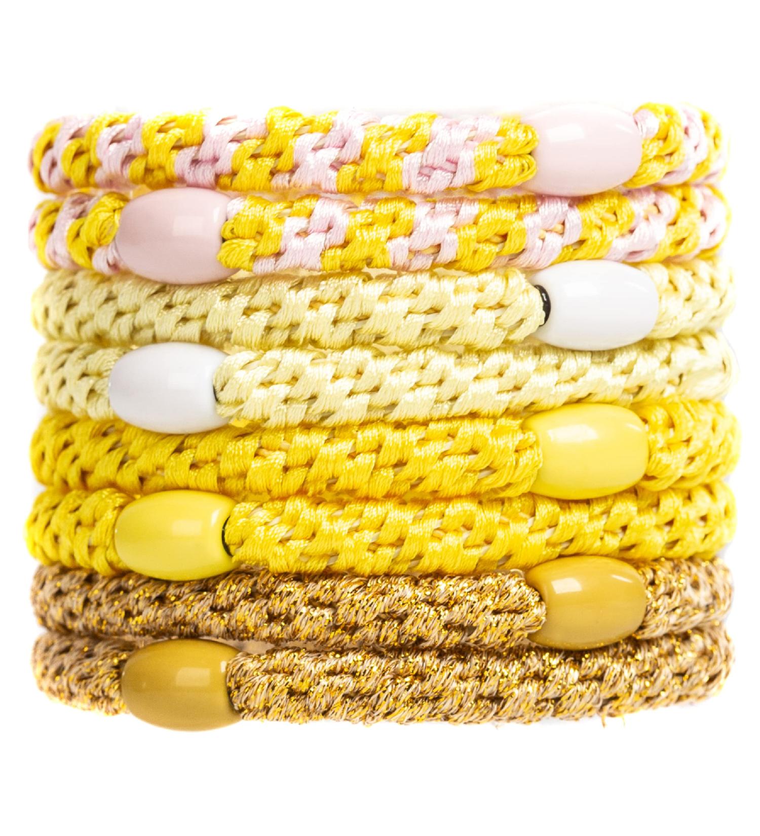AXEN 8PCS Elastic Hair Ties for Women & Girls | Soft Cotton Ponytail Holders for Thick & Curly Hair | Yellow Series - Buy Online on SooperMarket.com