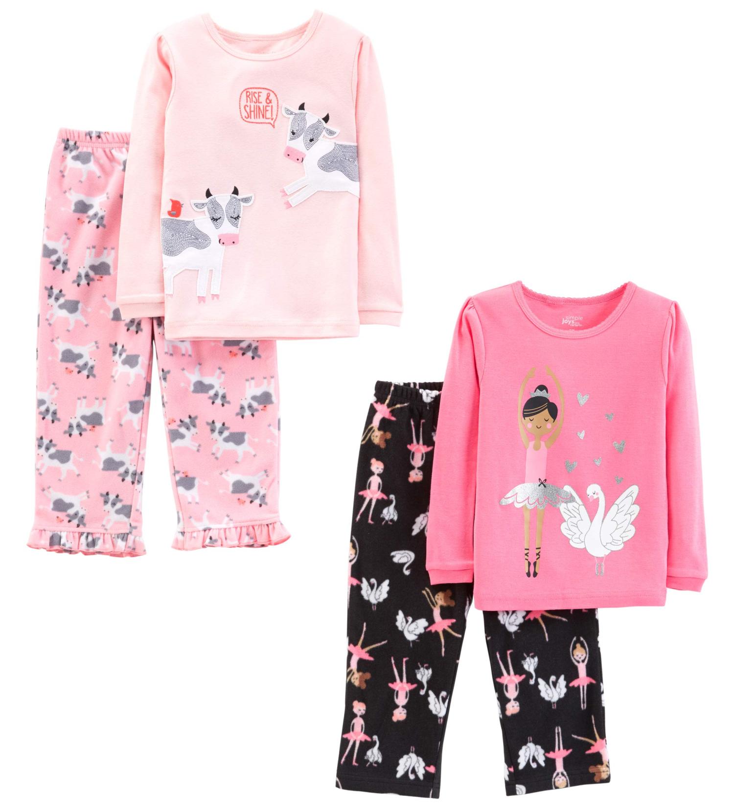 Simple Joys by Carter's Girls 3-Year Black Ballerina Pajama Set - Light Pink/Pink Cow/Swans - Buy Online on SooperMarket.com