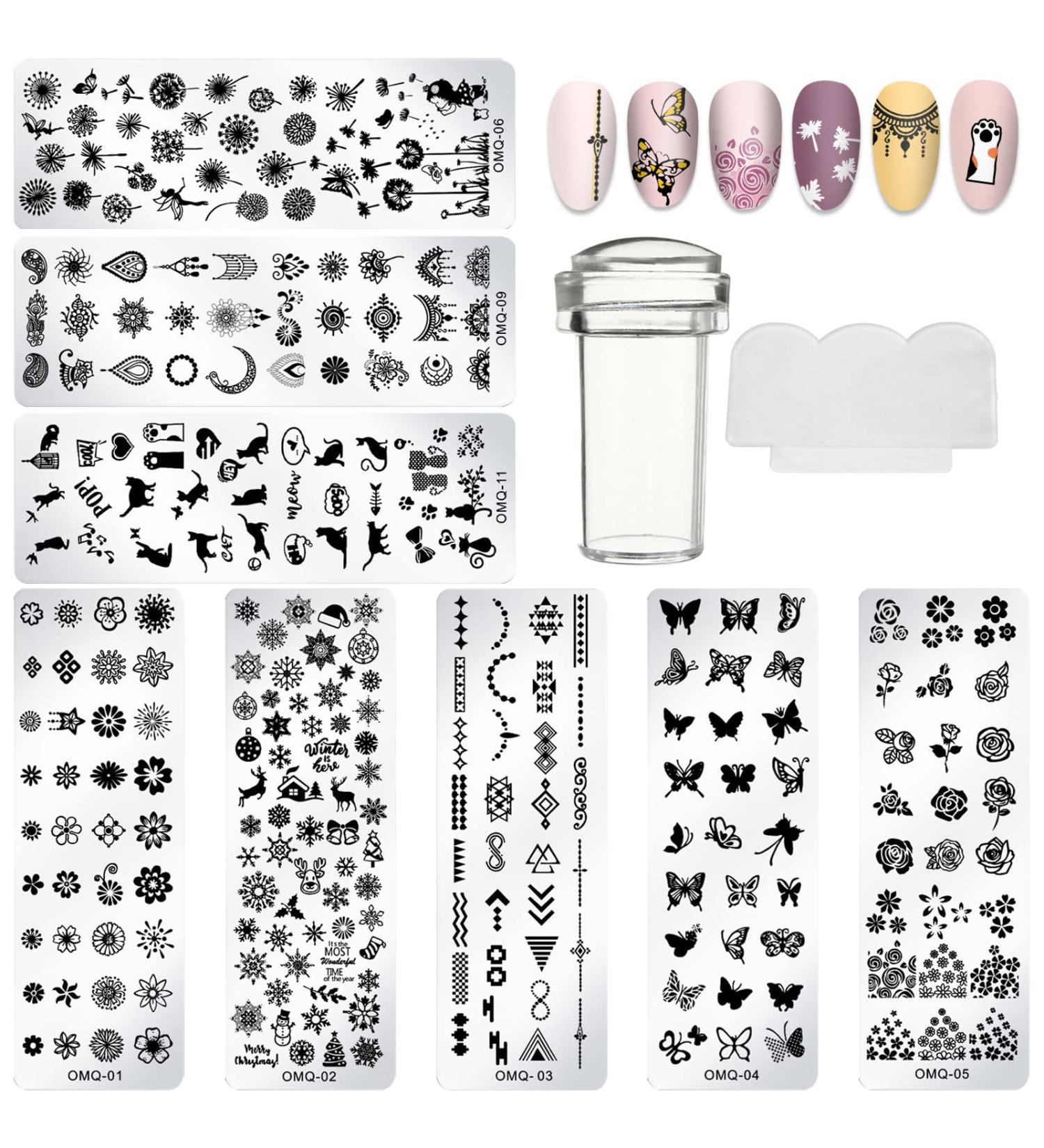 SPOKKI 10 Piece Nail Art Plate Set - Stamping Kit with Templates & Scraper for Perfect Manicures - International Shipping Available - Buy Online on SooperMarket.com