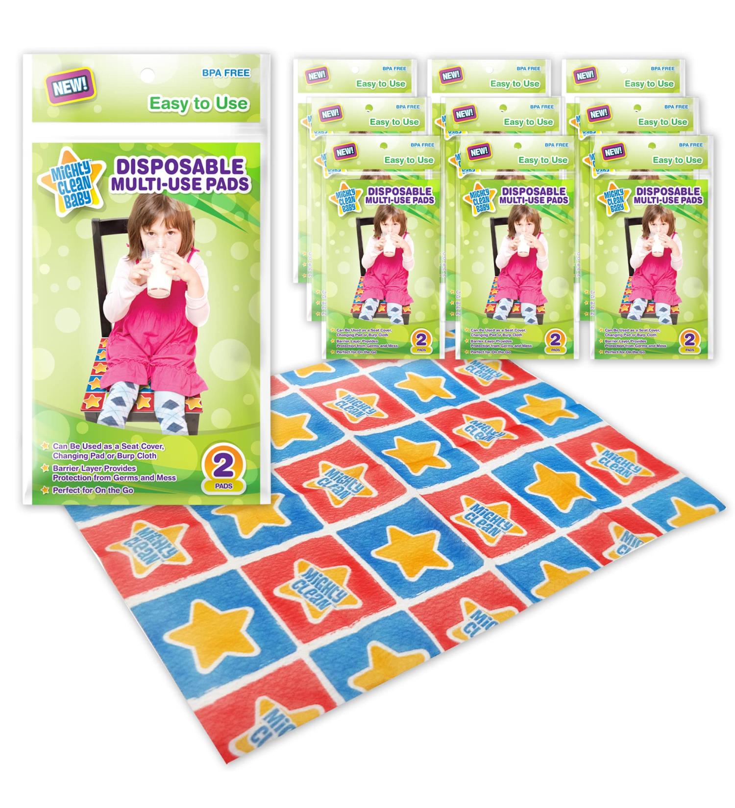 18-Pack Disposable Changing Pad Liners by Mighty Clean Baby - Waterproof, Soft, Absorbent - Portable 2 Packs for Diaper Bag - Buy Online on SooperMarket.com