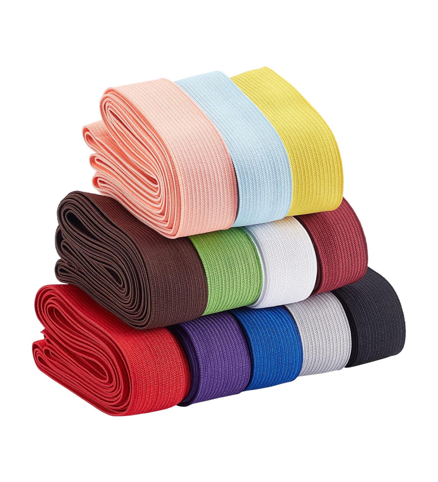 BENECREAT 1 Inch Elastic Band Ribbon - 12 Colors, 32 Yards for Sewing, Headbands, Hair Ties - Craft Project Supplies - Buy Online on SooperMarket.com