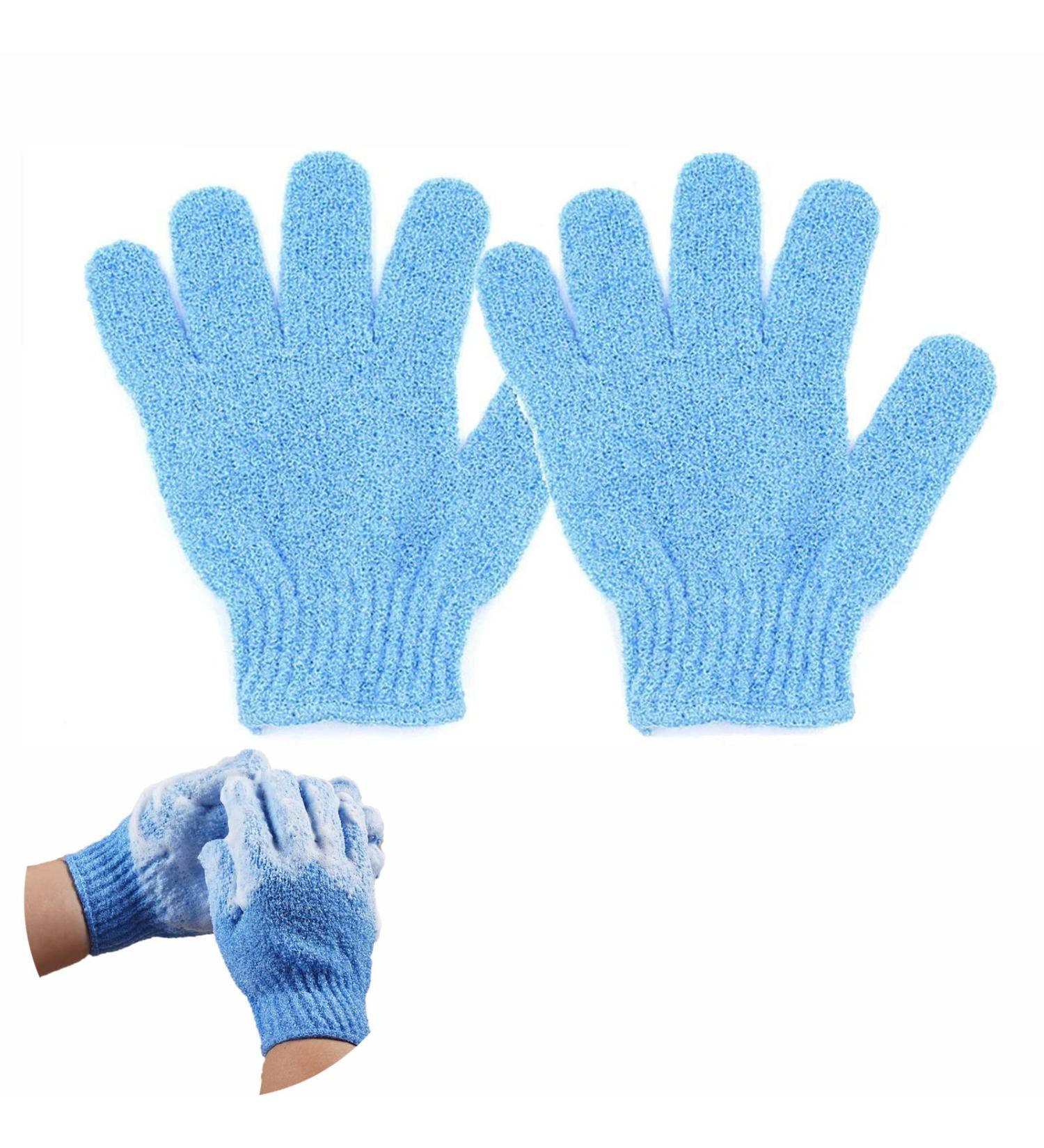 Reusable Blue Exfoliating Glove - 2pc Set for Body Scrubbing and Dead Skin Removal - Buy Online on SooperMarket.com