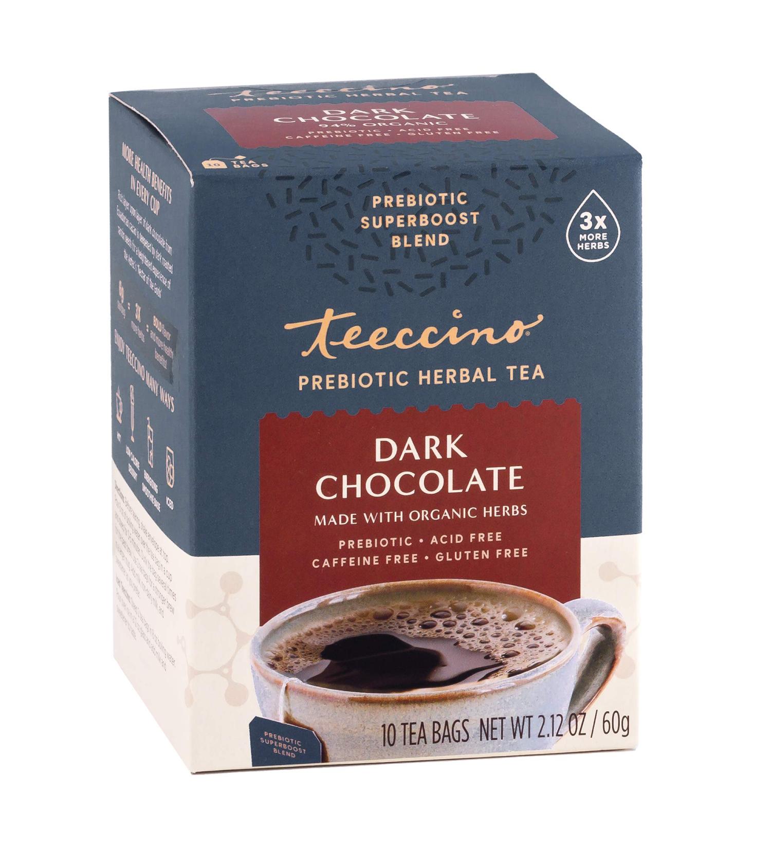 Buy Teeccino Organic Dark Chocolate Herbal Tea - Caffeine Free Prebiotic - 10 Tea Bags (60g) - Buy Online on SooperMarket.com