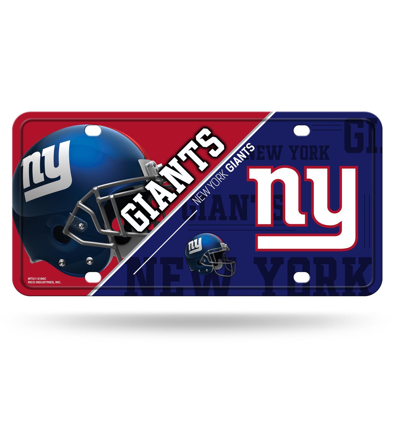 Rico Industries NFL New York Giants License Plate - Unisex Metal Design Team Color Standard Size | Shop Now - Buy Online on SooperMarket.com