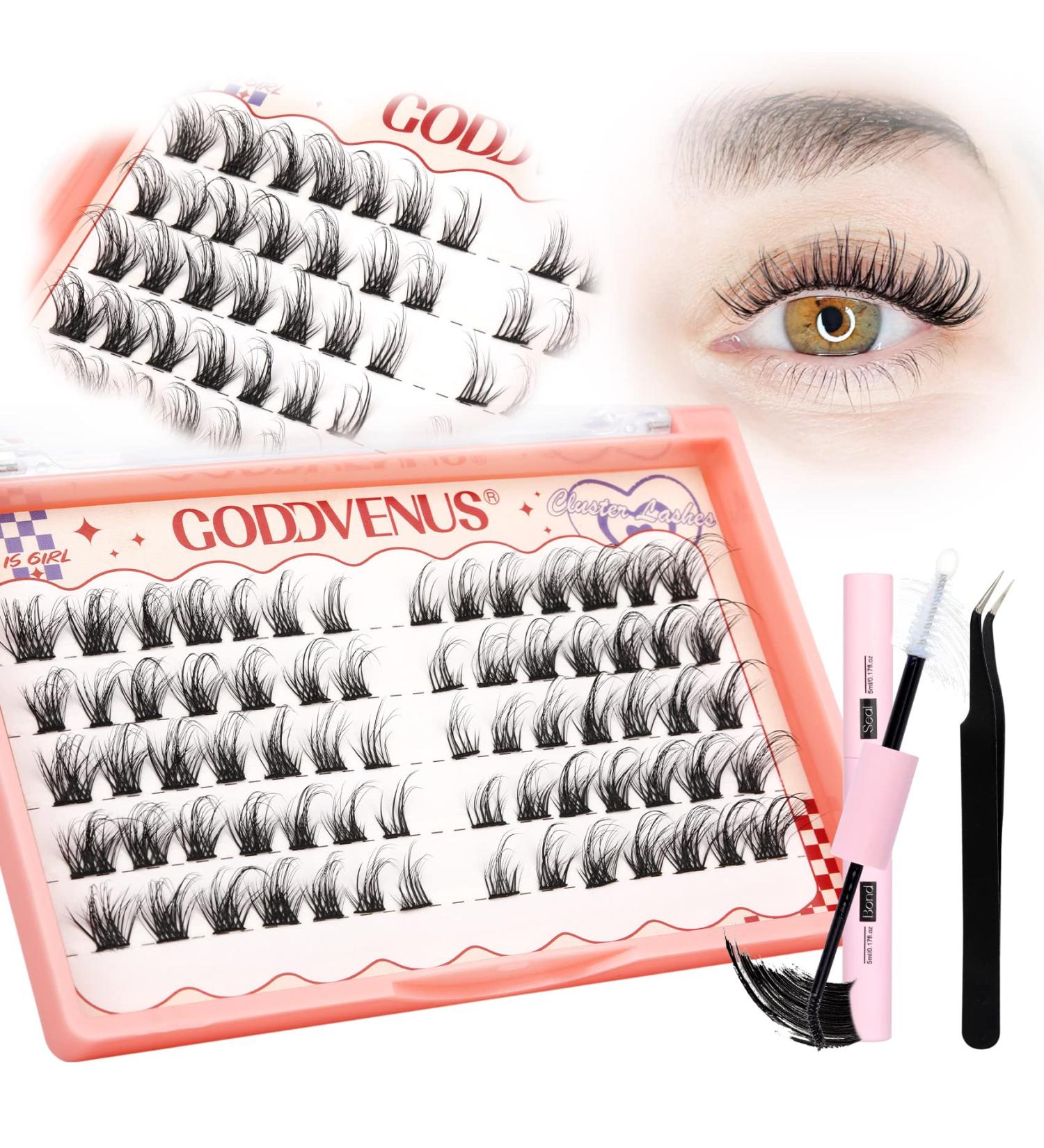 DIY Lash Extension Kit: 100 Pcs Lash Clusters with Waterproof Bond, Seal, and Tweezers - Goddvenus (7-14-16 Mixed) - Buy Online on SooperMarket.com