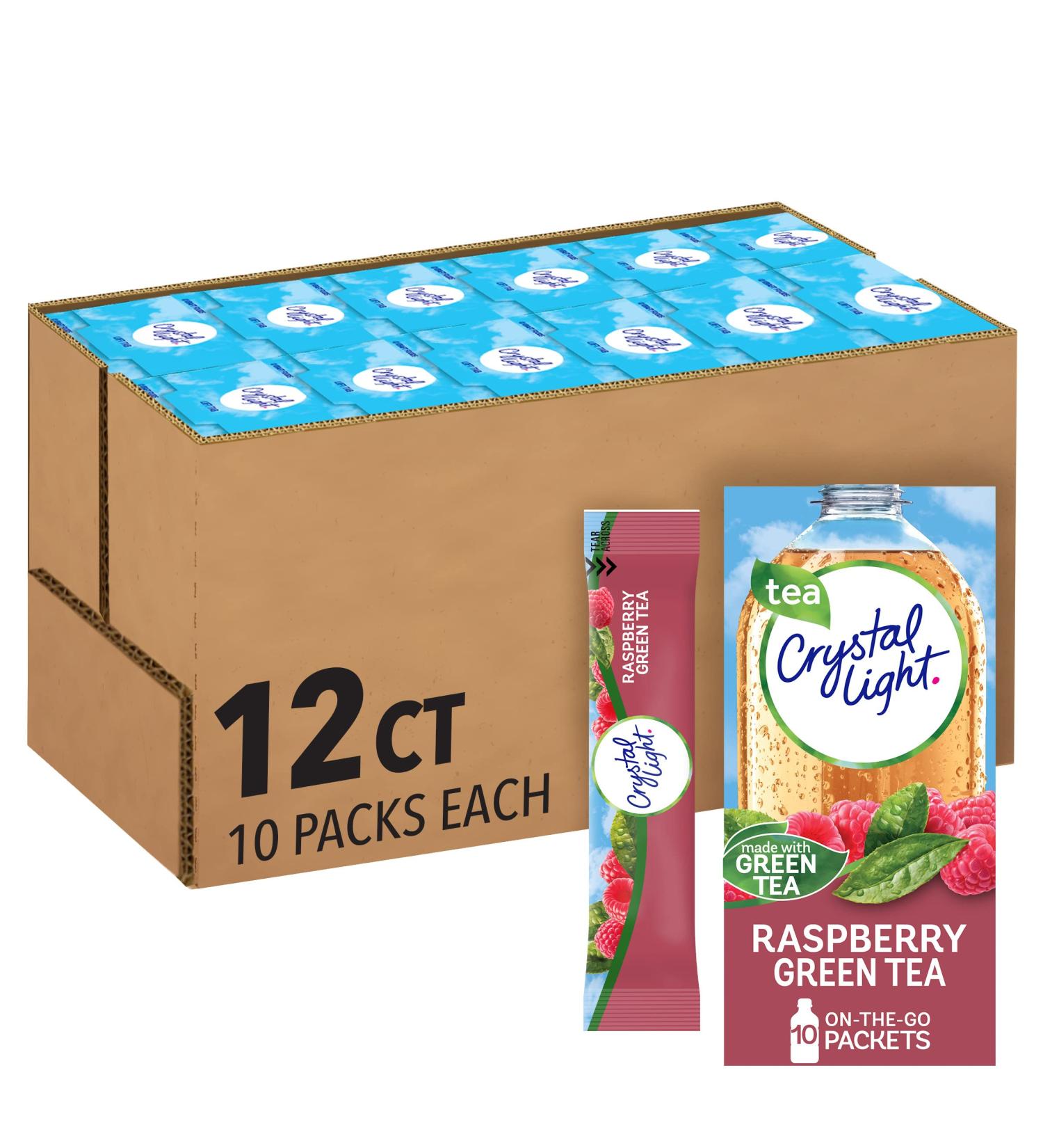 Crystal Light Sugar-Free Raspberry Green Tea Powdered Drink Mix - 120 Count, 10 Pack (Pack of 12) - On-The-Go Refreshment - Buy Online on SooperMarket.com