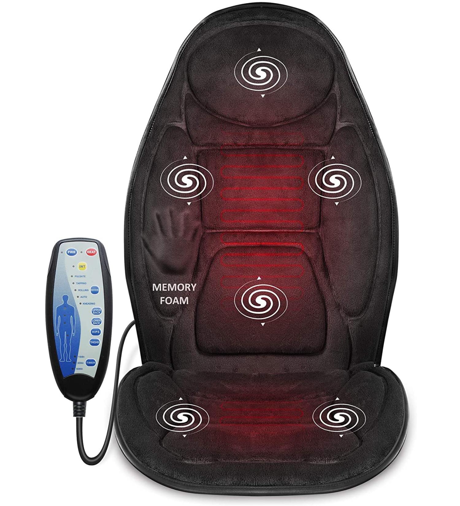 Snailax Memory Foam Massage Seat Cushion with Heat - 6 Vibration Nodes, 2 Heat Levels - Office & Home Chair Pad in Black - Buy Online on SooperMarket.com