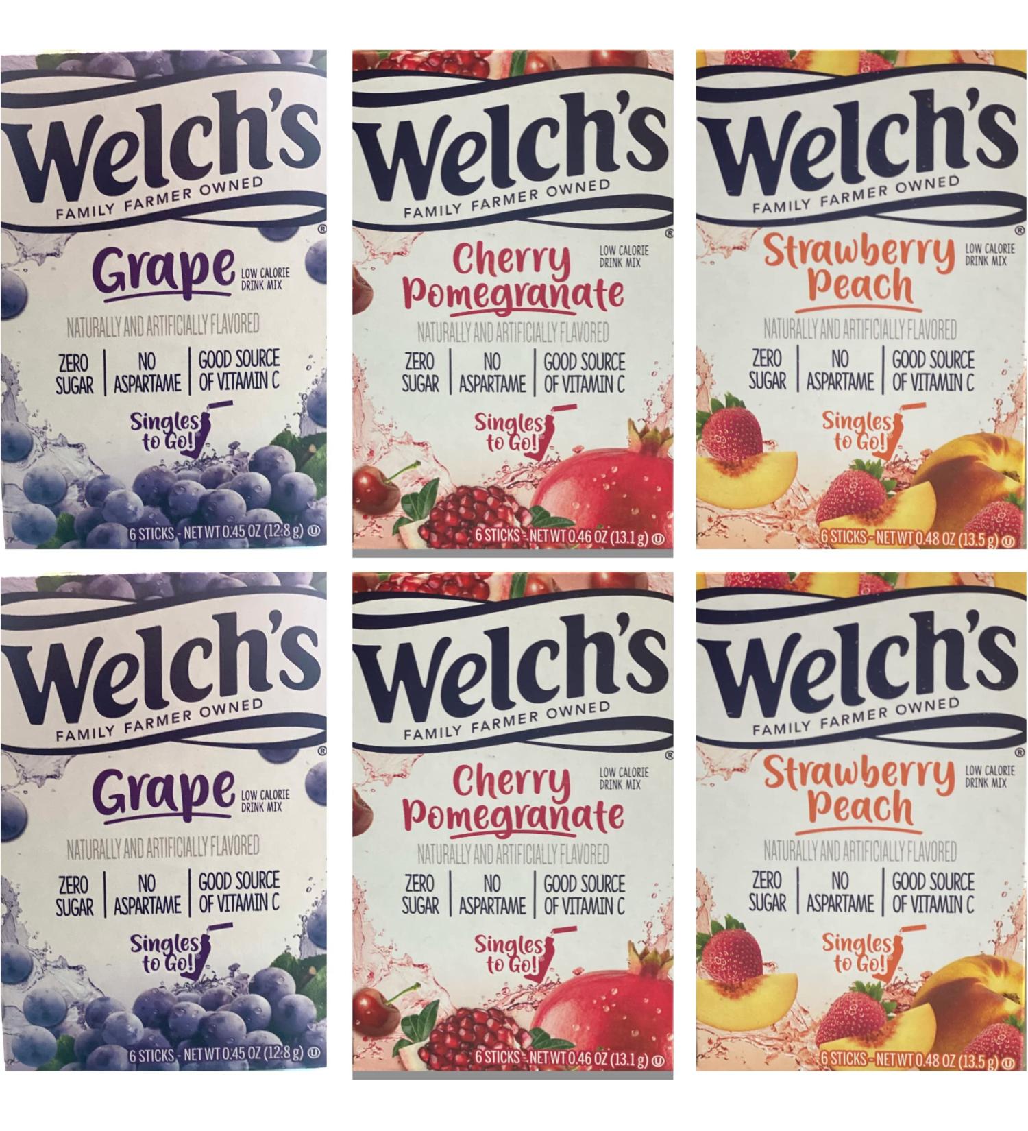 Welchs Singles To Go Variety! Strawberry Peach Cherry Pomegranate & Grape (Pack Of 6) pack - Buy Online on SooperMarket.com