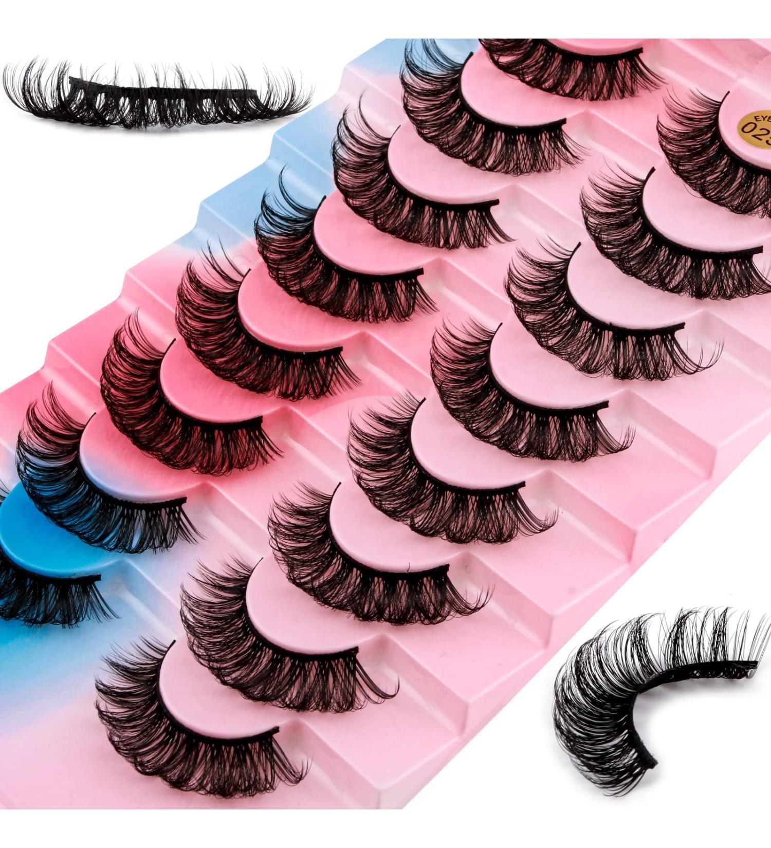 Dramatic D-Curly Mink False Eyelashes - 8 Pairs of Natural Fluffy Fake Lashes (025) - Buy Online on SooperMarket.com