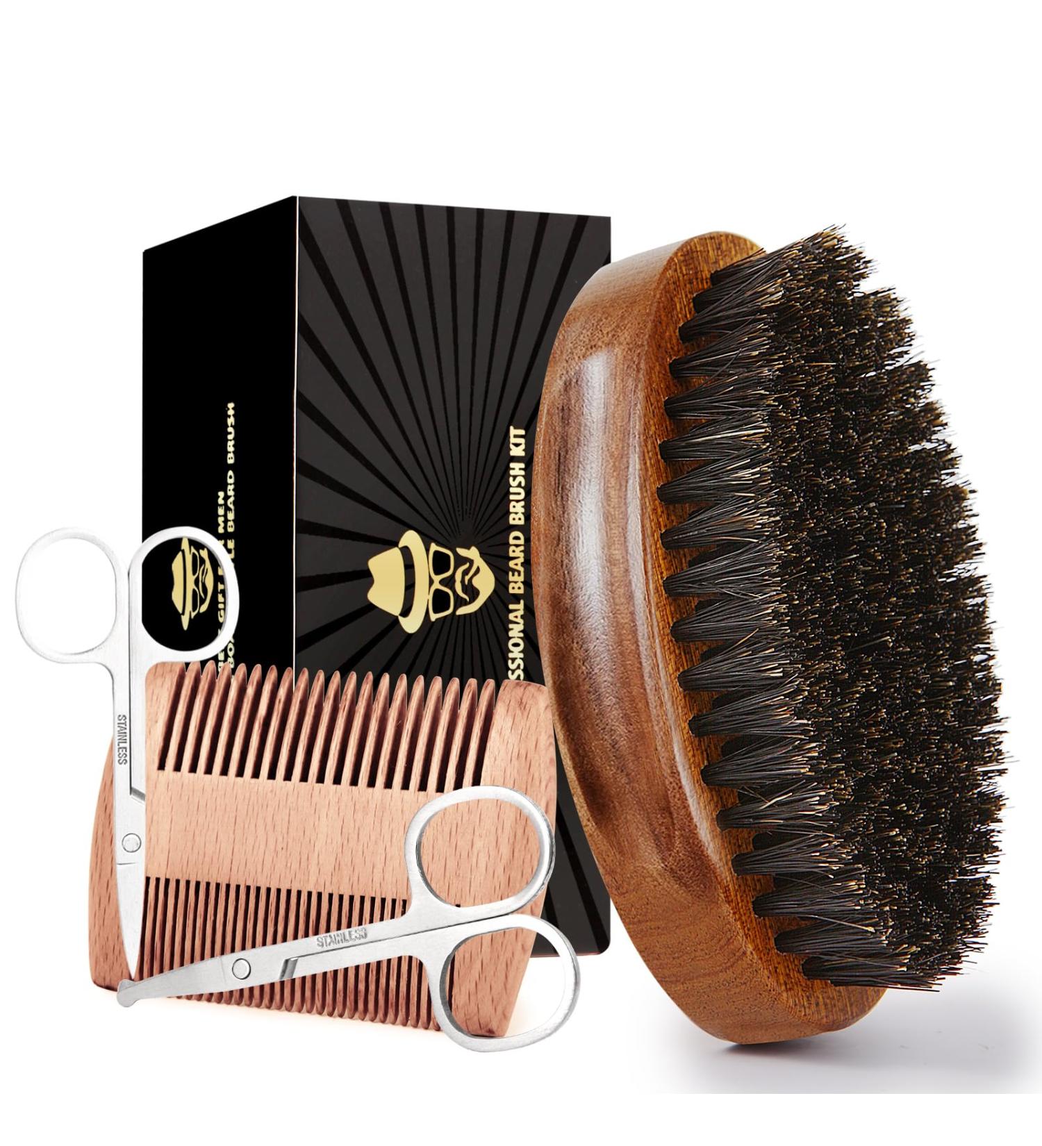 Sofmild Boar Bristle Beard Brush Set for Men - Beard Comb, Scissors, Travel Bag Included - Buy Online on SooperMarket.com