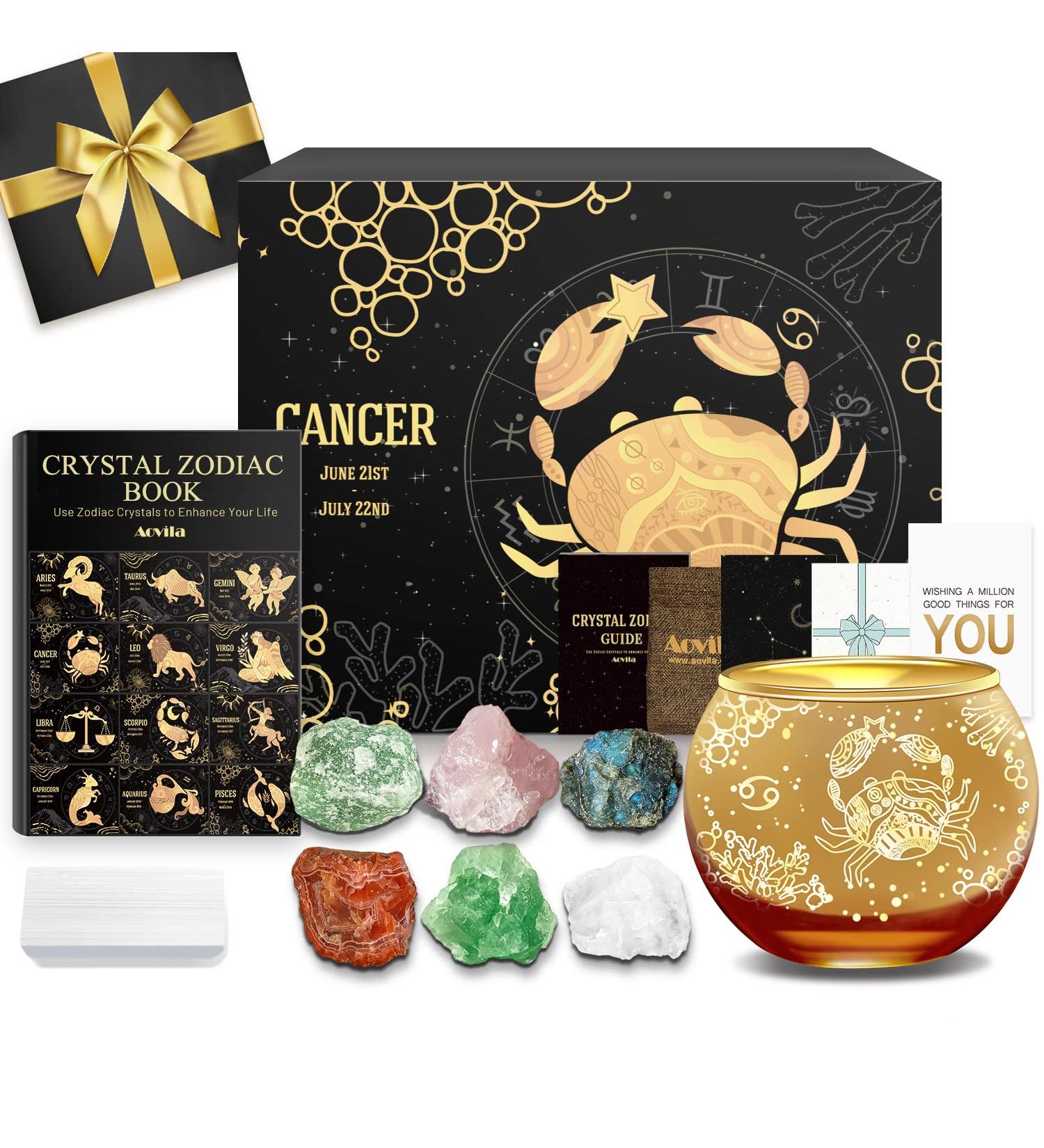 Aovila Cancer Gifts for Women | Tealight Holder & Crystal Gift Box Set | Astrology & Zodiac Sign Candlestick for Mothers & Best Friends - Buy Online on SooperMarket.com