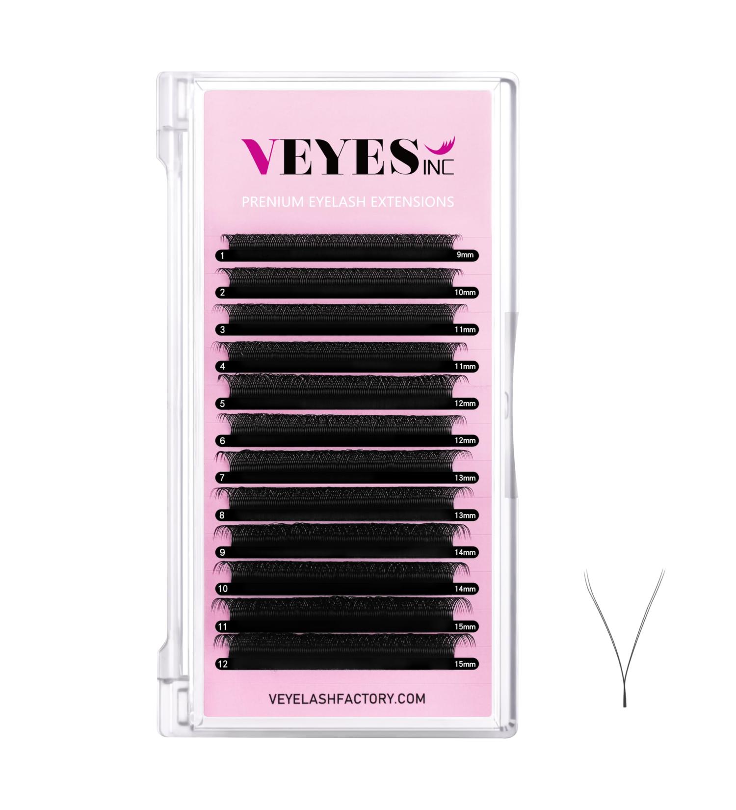 VEYES YY Lash Extensions C & D Curl 9-15mm Mixed Length Premade Volume Eyelash Fans Professional Lash Extension Supplies Matte Black(YY-Shape 0.07 C-curl 9-15mm) - Buy Online on SooperMarket.com