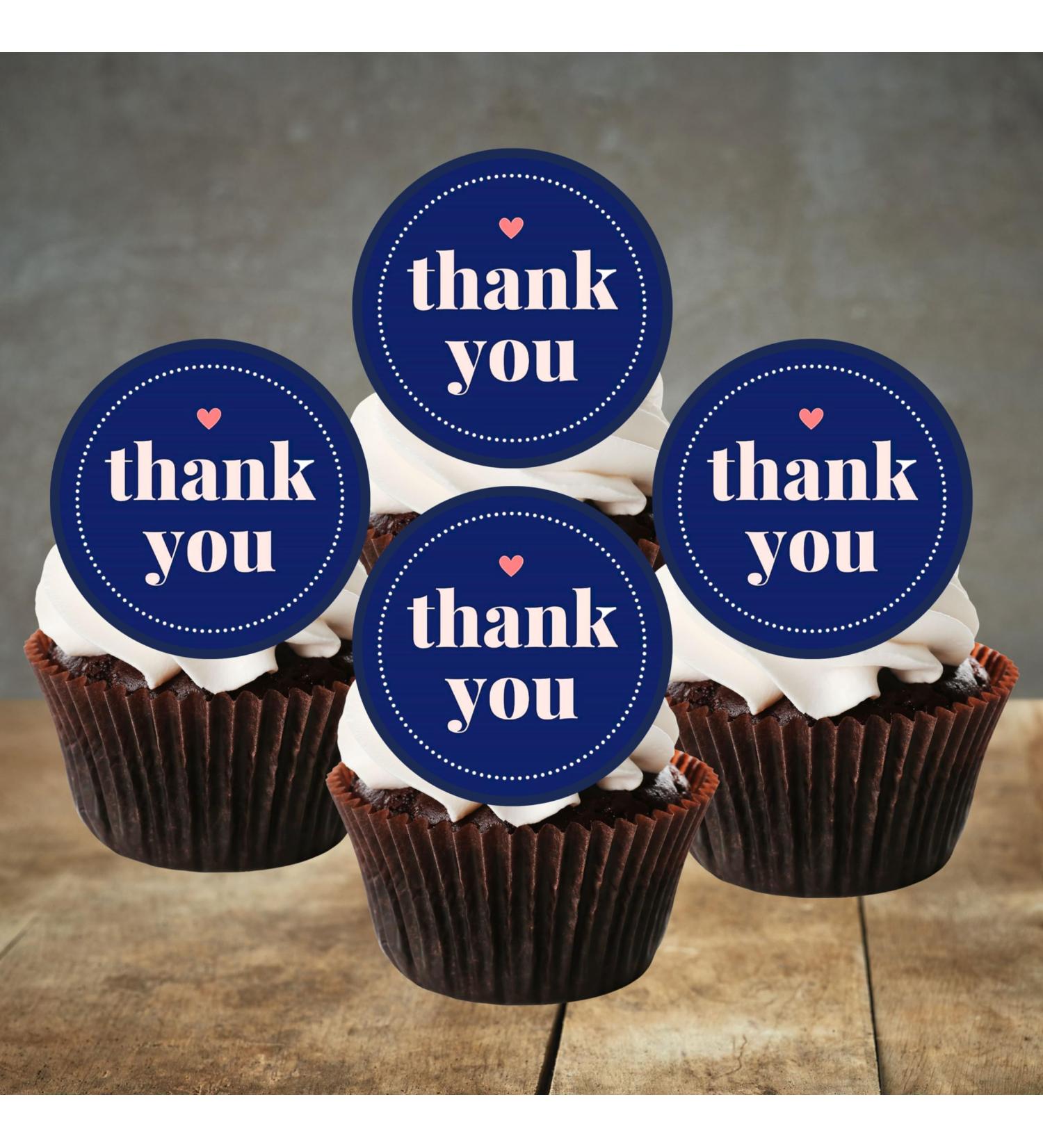 24 PRECUT Thank You Cupcake Toppers Theme #3 Edible Thank You Cake Decorations Thank You Cupcake Topper Thank You Cake Toppers Edible Thanks Birthday Decoration - Buy Online on SooperMarket.com