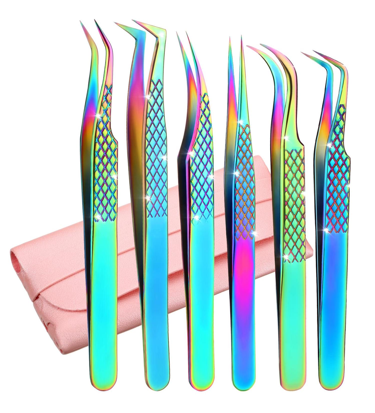 7-Piece Precision Eyelash Extension Tweezers Kit for Professional & Beginners | Lash Tech Cosmetology Tools for Volume & Individual Lash Extensions - Buy Online on SooperMarket.com