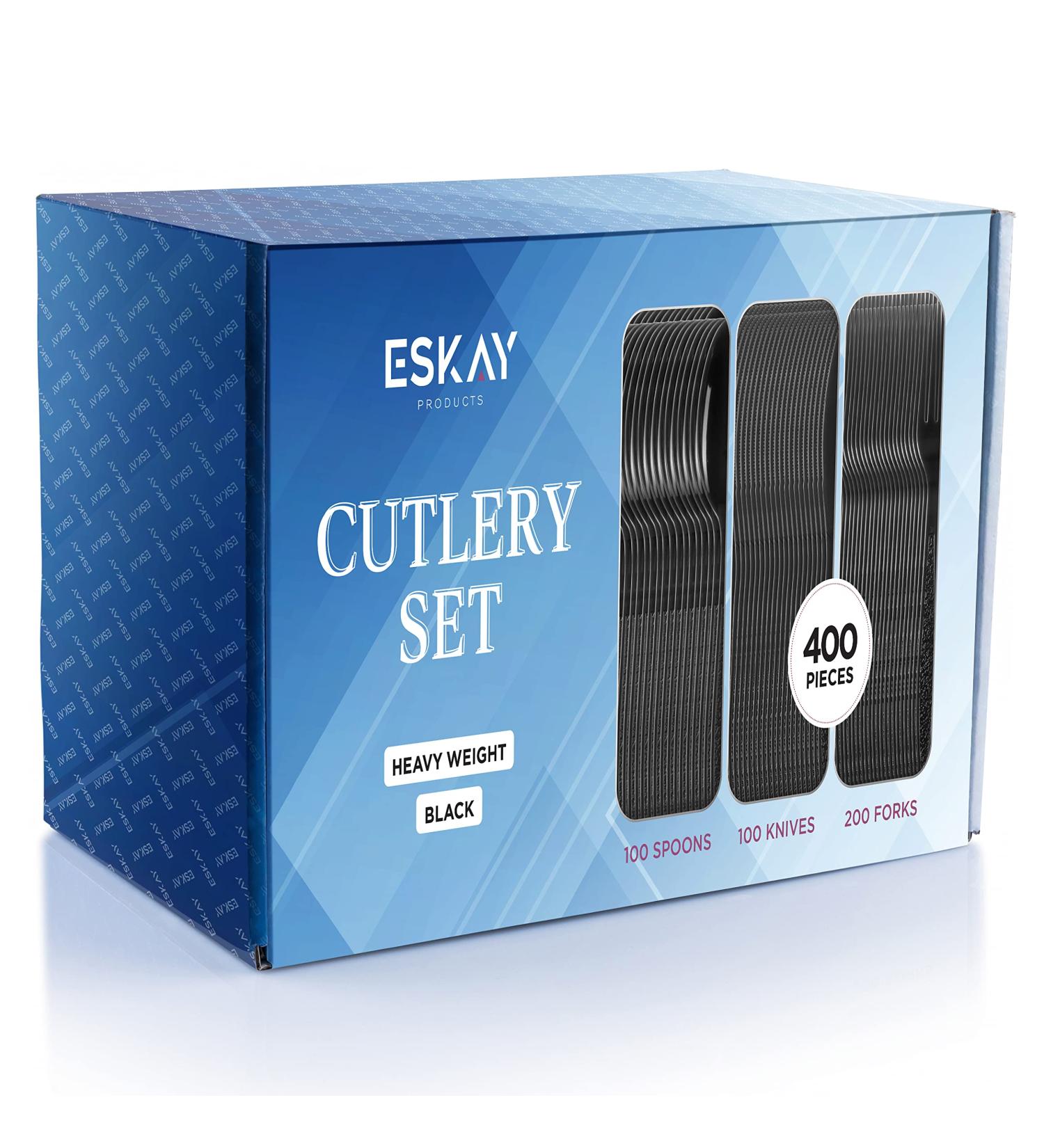 400 Piece Heavy Weight Plastic Silverware Set - Black Disposable Cutlery Combo (200 Forks, 100 Knives, 100 Spoons) - Ideal for Parties and Events - Buy Online on SooperMarket.com