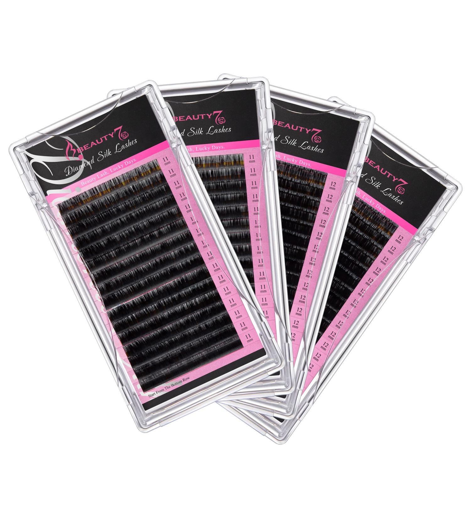 Shop WeiMB Single Eyelashes - 1:1 Glossy Silk Volume Extensions | D-Curl 0.07mm Thickness | 4 PCs (11mm-11mm-12mm-12mm) - International Shipping - Buy Online on SooperMarket.com