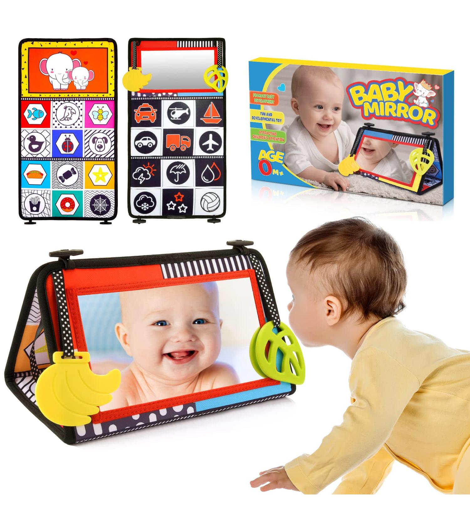 Shop Groboma Baby Mirror - Foldable Tummy Time Mirror with Teething Ring | Perfect Baby Toys & Gifts - Buy Online on SooperMarket.com