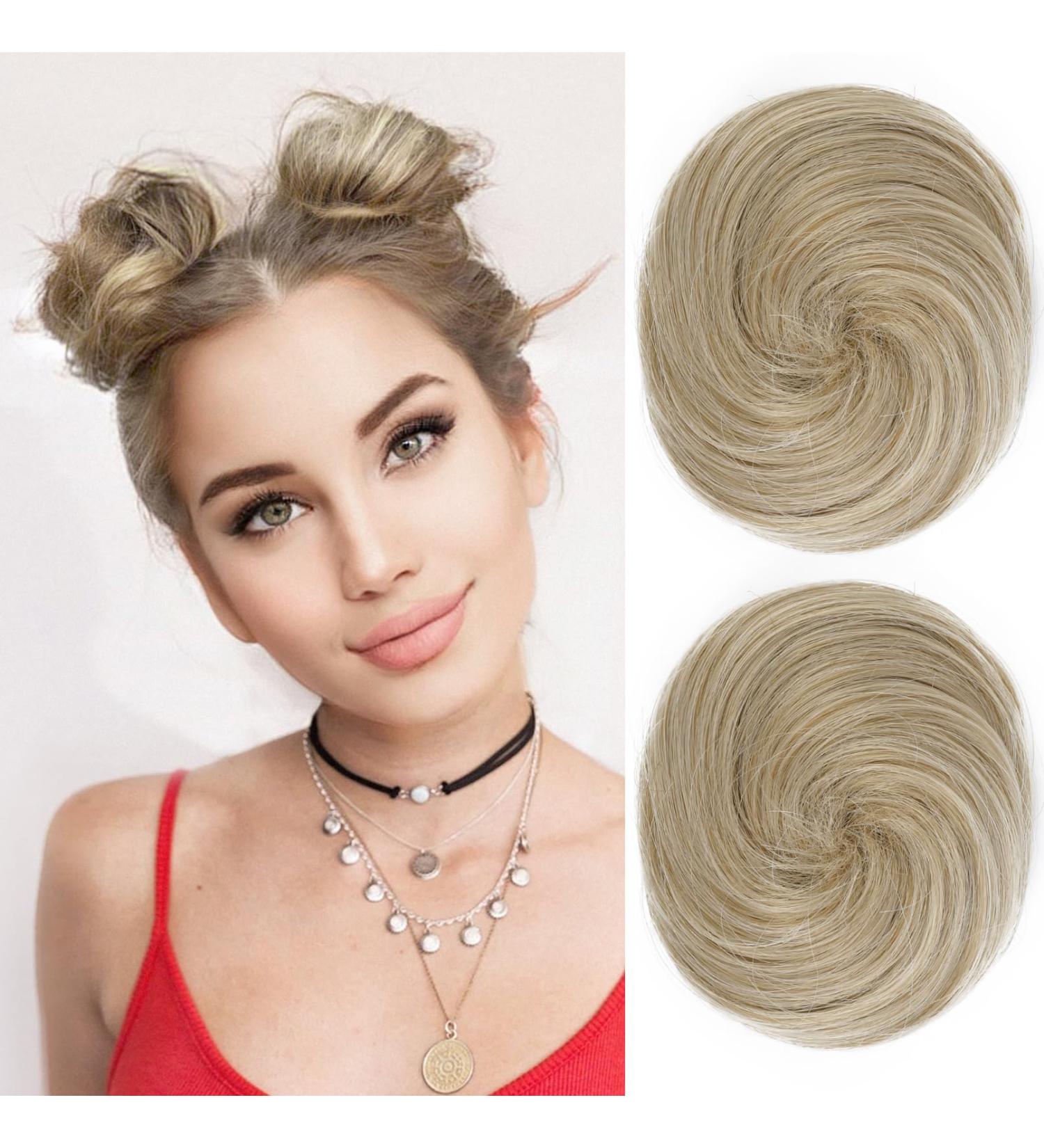 Reecho Mini Claws Hair Knot Extensions - 2 Pack Clipping Accessories for Messy Updo & Cat Ears - 7.6 cm Medium Blonde with Highlights - Buy Online on SooperMarket.com