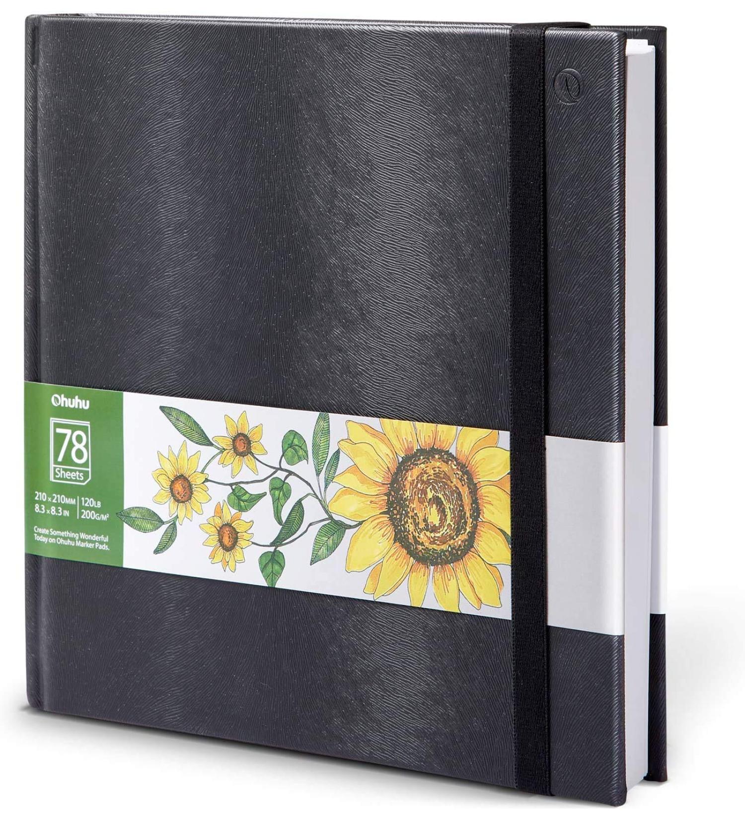 Ohuhu Sketchbook Marker Paper Pad 8.3x8.3 Square - 120 LB/200 GSM, 78 Sheets - Hardcover Sketch Book for Alcohol Markers - Heavyweight Sketchpad for Drawing - Christmas Gift - Buy Online on SooperMarket.com