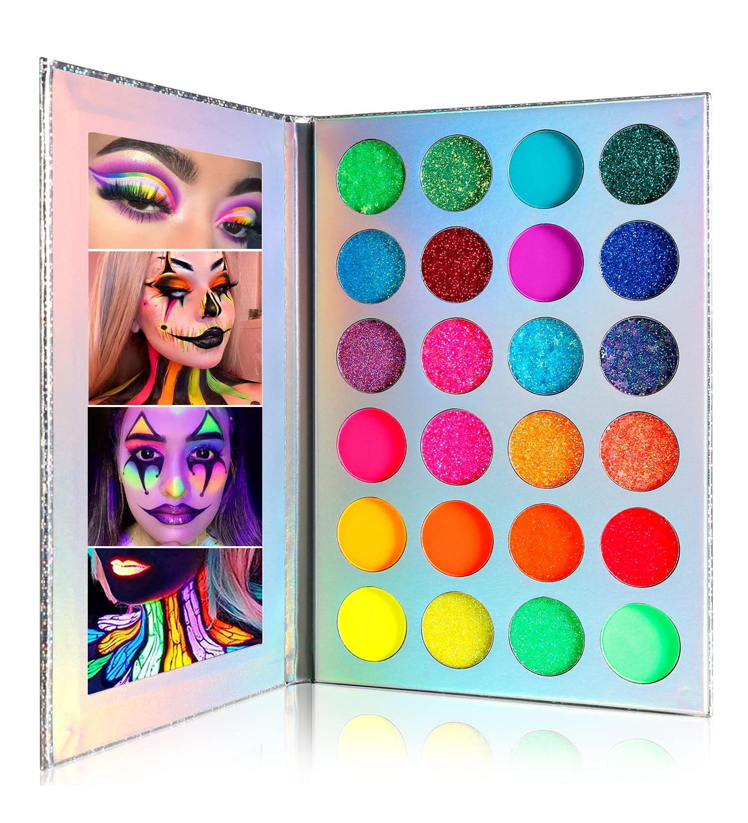 DE'LANCI Neon Eyeshadow Palette - Glow in the Dark, Blacklight UV Makeup, Matte & Glitter Shadows for Halloween - Buy Online on SooperMarket.com