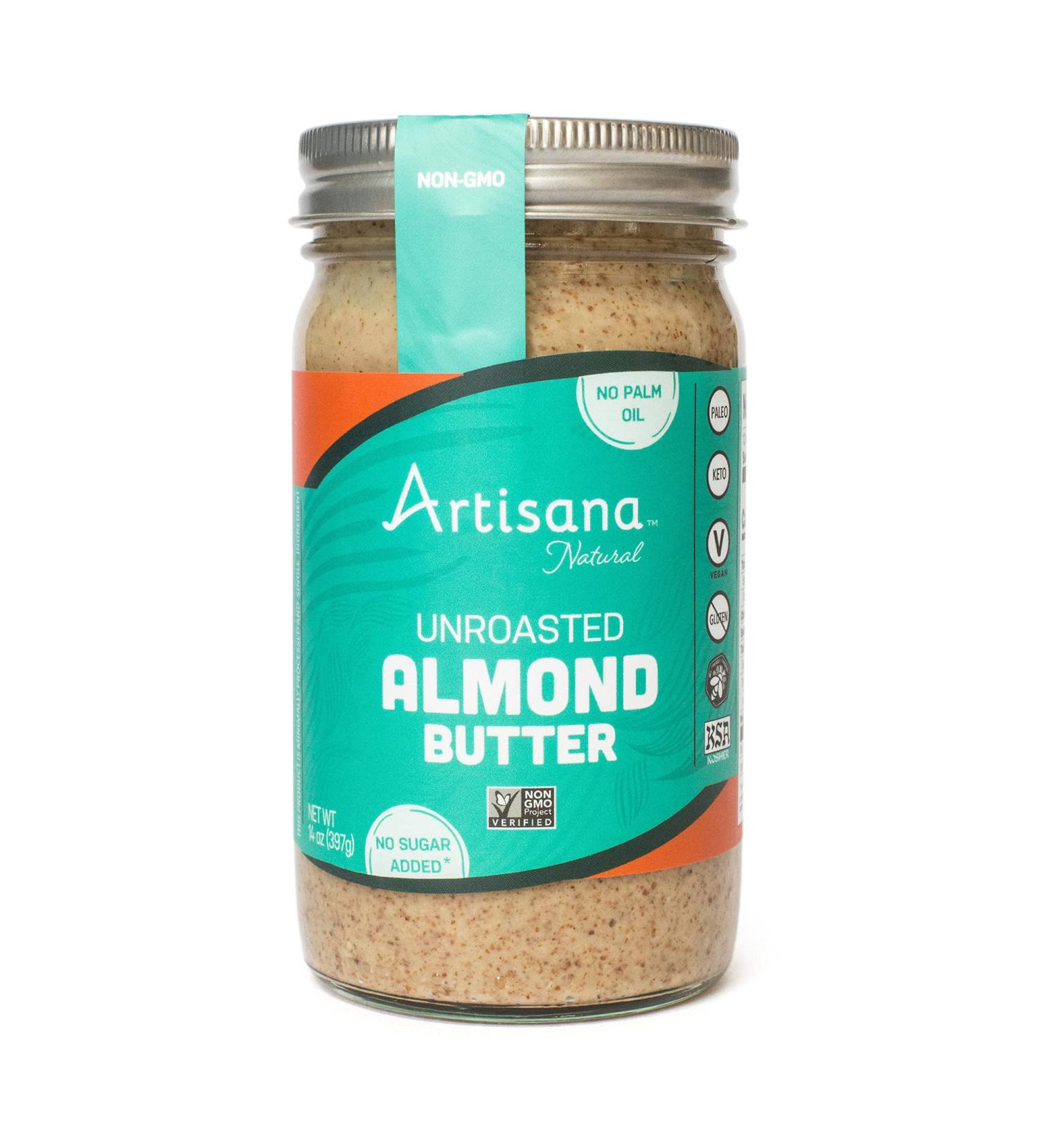 Artisana Natural Almond Butter 14oz - Unroasted Almonds, No Sugar Added | Whole30, Non-GMO, Paleo Friendly - Buy Online on SooperMarket.com