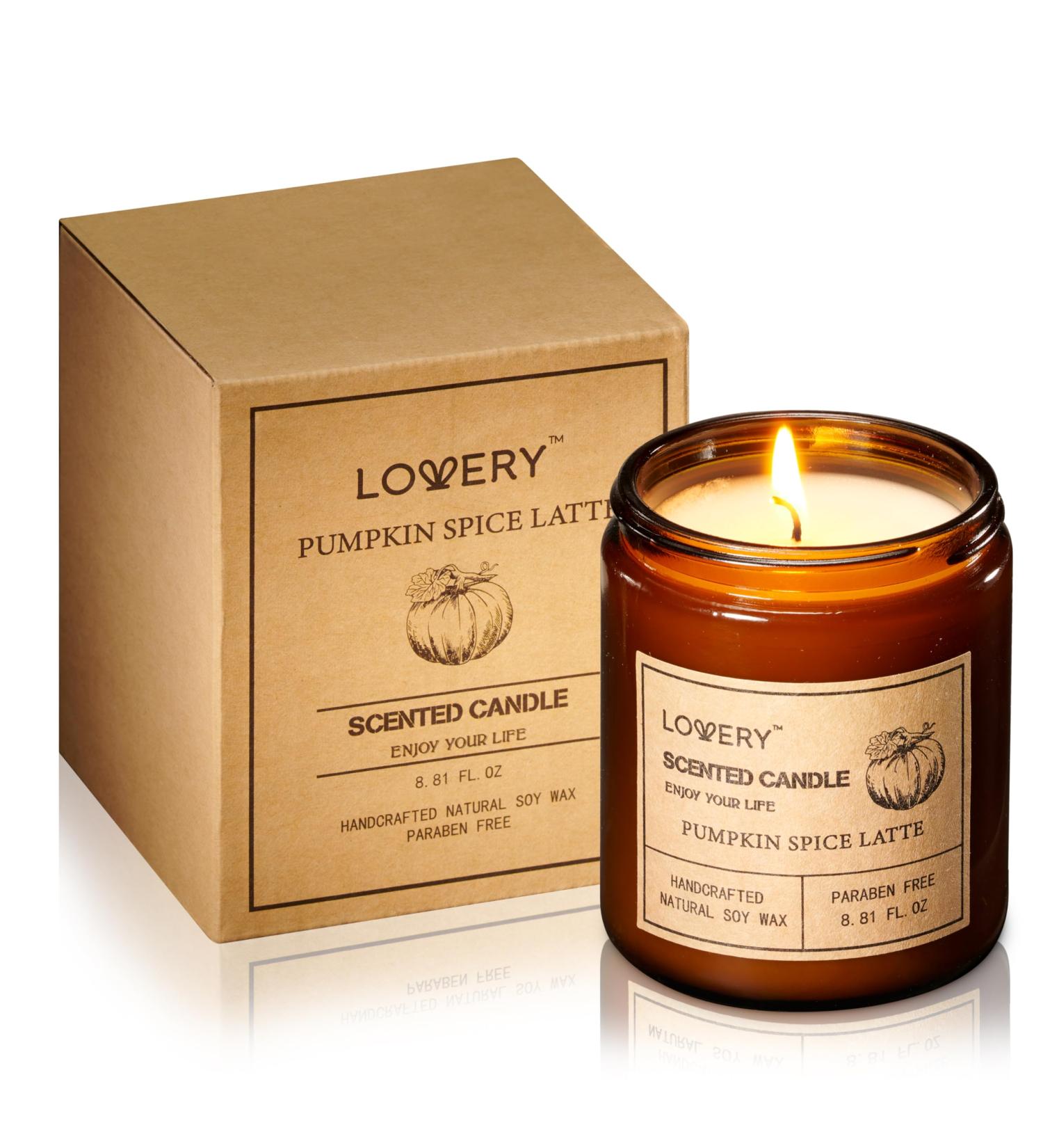 Pumpkin Spice Latte Aromatherapy Candles - Perfect Women's Gift Set for Stress Relief Meditation & Relaxation | 9oz Amber Jar Candles - Buy Online on SooperMarket.com