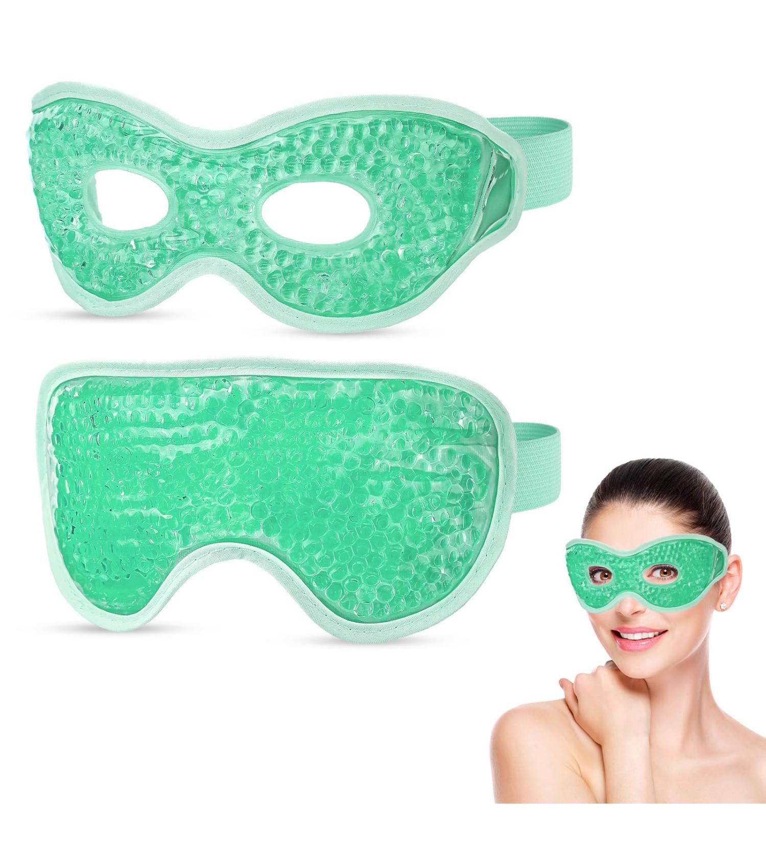 Heyu-Lotus Reusable Gel Bead Cooling Eye Mask 2Pcs - Hot Cold Therapy for Puffy Eyes, Dark Circles, Dry Eyes - Relief for Puffy Eyes - Green - Buy Online on SooperMarket.com