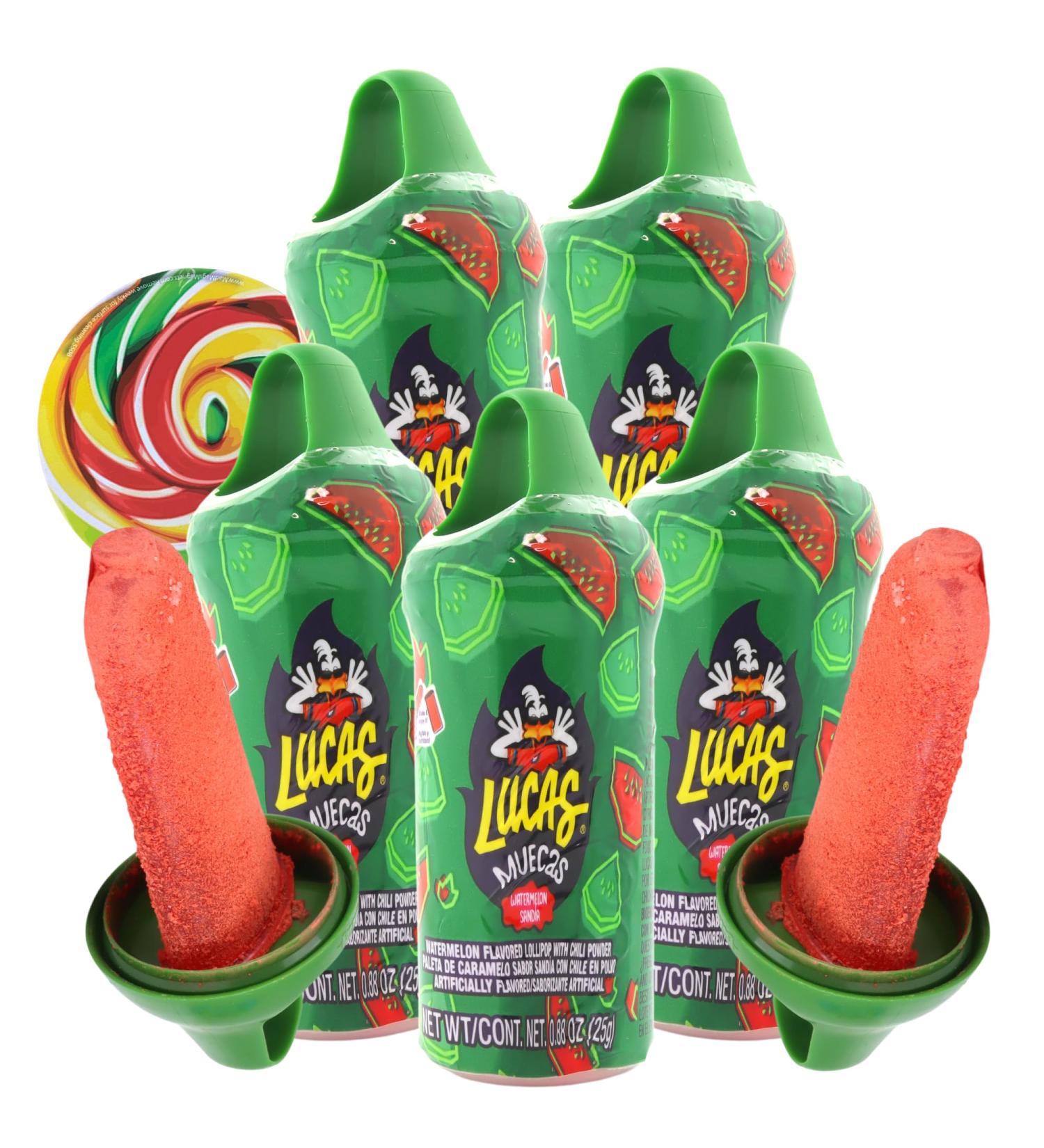 Buy Spicy Watermelon Candy - Mexican Lollipop Rings with Chili Dip | Hot & Sweet Fiesta Snacks (Pack of 5 - Buy Online on SooperMarket.com