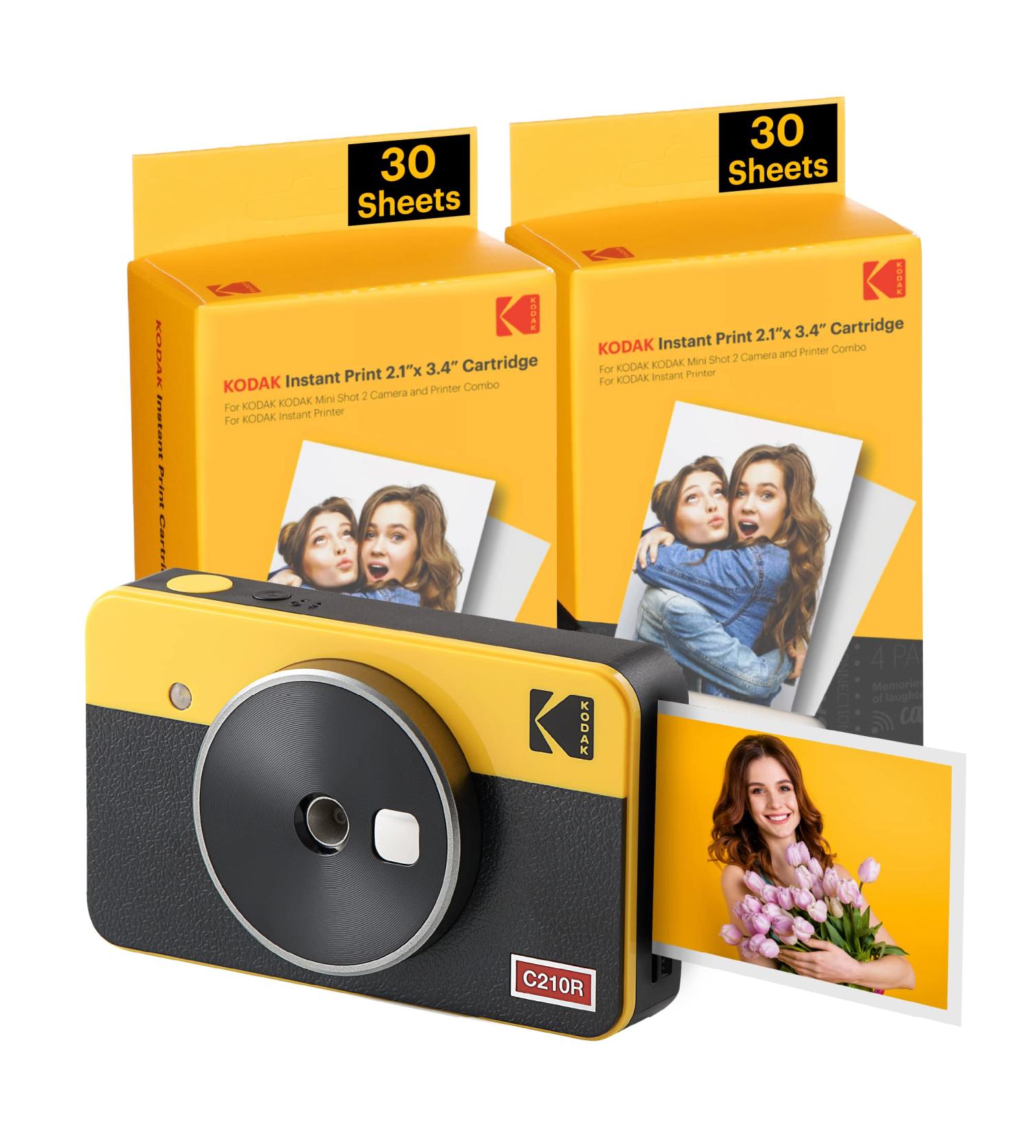 KODAK Mini Shot 2 Retro 4PASS 2-in-1 Camera & Printer Bundle - Yellow (68 Sheets) - Buy Online on SooperMarket.com