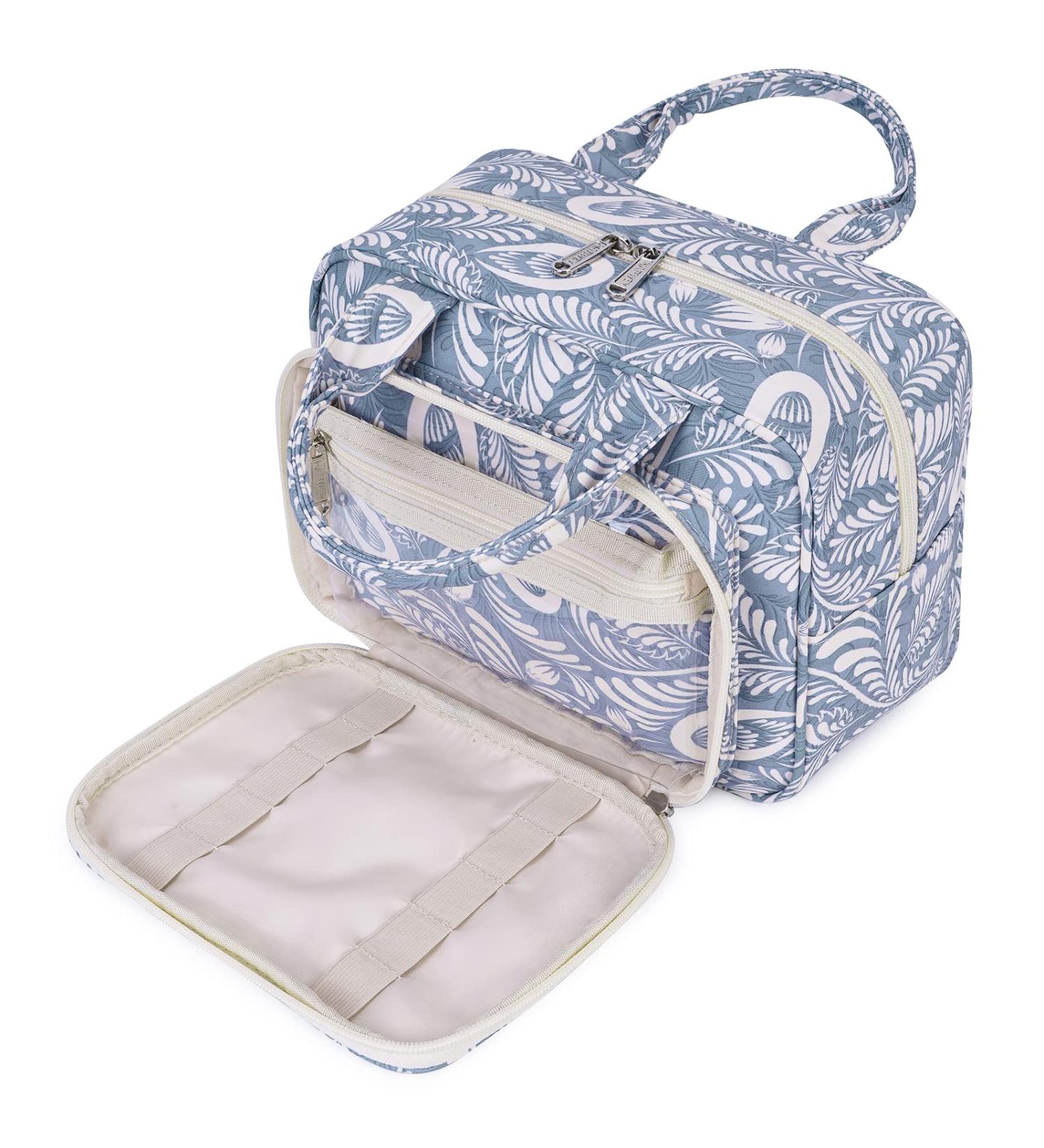 Large Blue Leaf Toiletry Bag - Travel Makeup Organizer for Women - Buy Online on SooperMarket.com